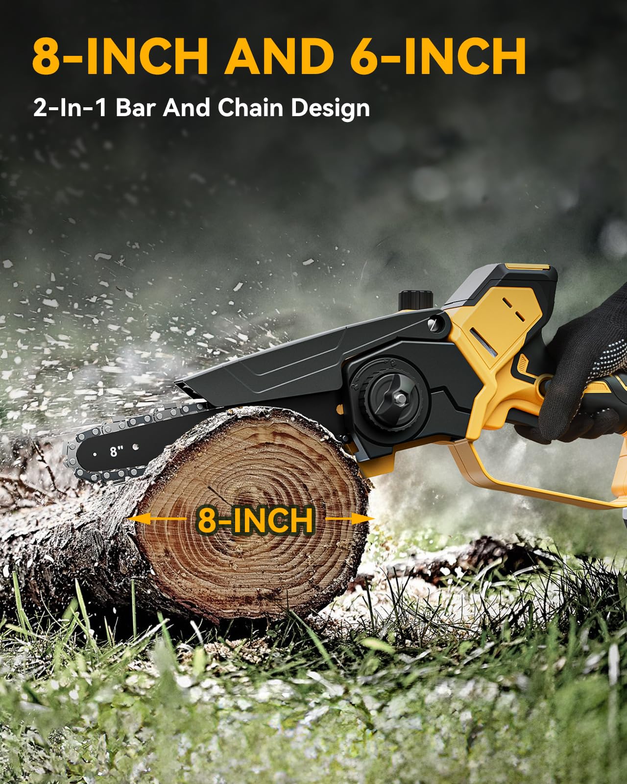 Mini piła łańcuchowa akumulatorowa do akumulatora DEWALT 20 V MAX, 20 cm i 6 cali piła łańcuchowa 2 w 1 z silnikiem bezszczotkowym i automatycznym olejarką, 1200 W, do przycinania drzew (tylko