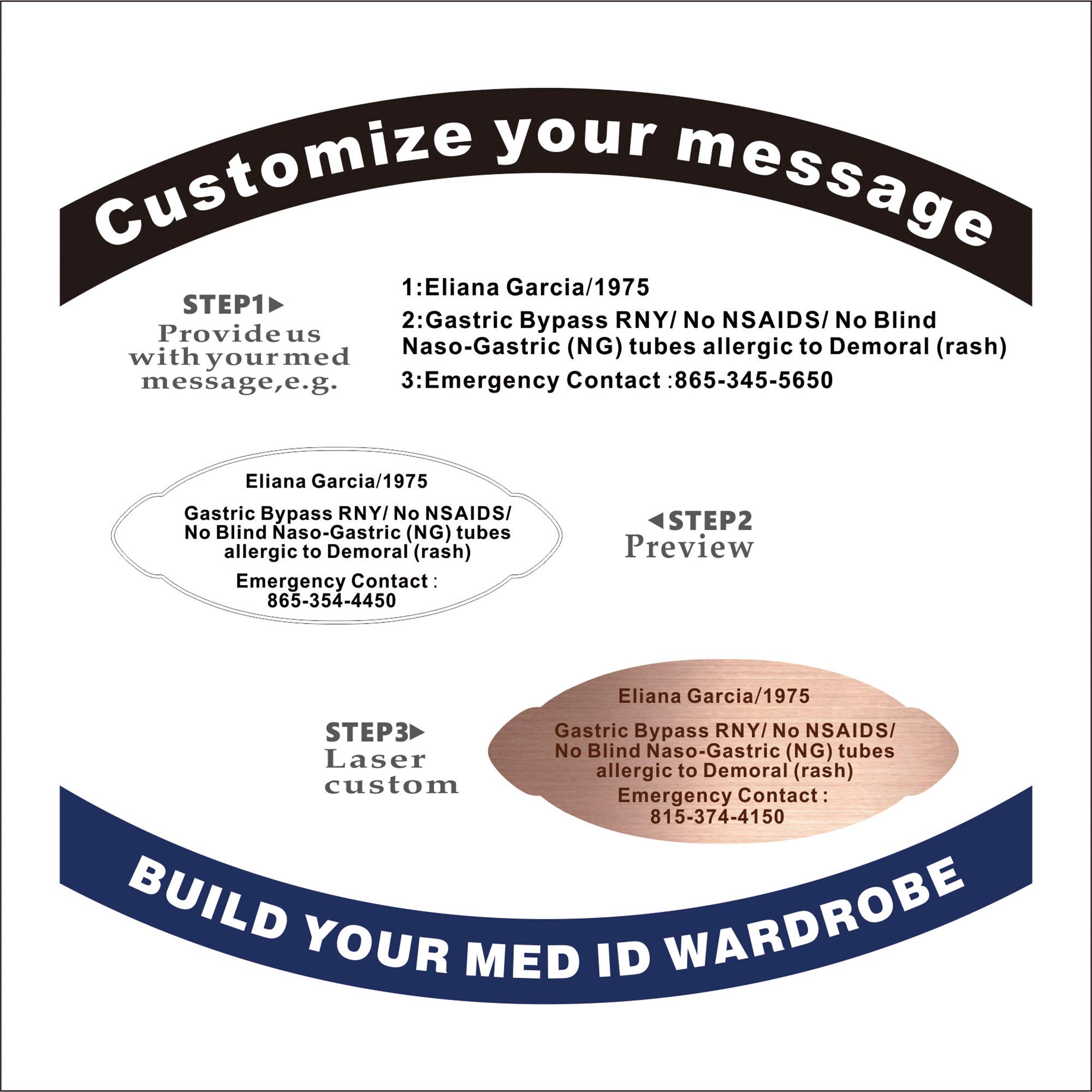 ASTERY Custom Medical Alert Bracelets for Women with Free Engraving,Personalized Emergency Identification medic ID Diabetic Bracelet Life Alert Jewelry,6.5 to 8.5 Inches (7.50, Chain Style 6)