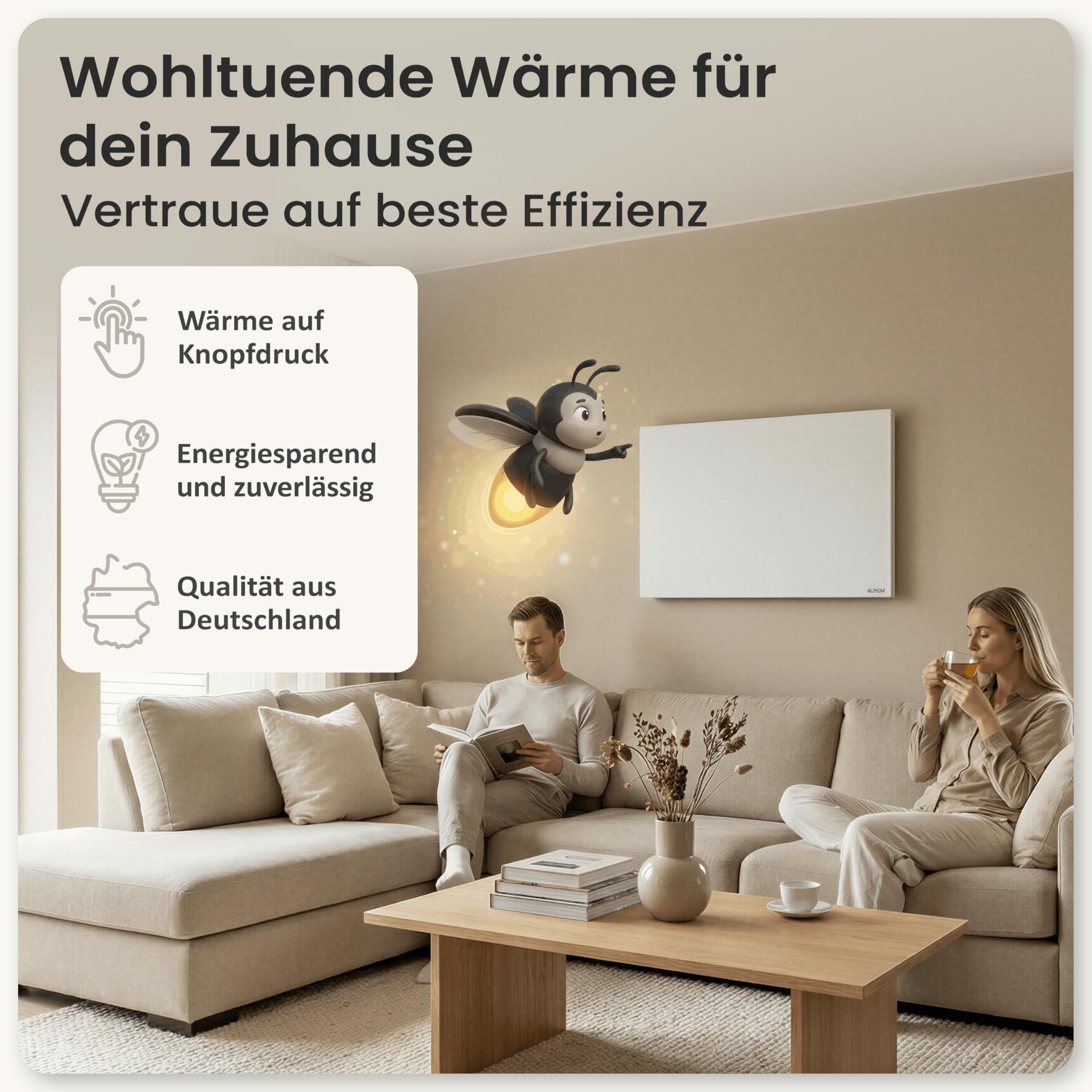 AUROM Infrarotheizung – Infrarotheizung Wandmontage & Deckenmontage – Infrarot Wandheizung aus Metall – Elektrische Heizung für Innenräume (300, Watt)