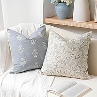 Vista 1 de Fundas de almohada decorativas florales de 18 x 18 pulgadas, juego de 2, fundas de almohada de estilo rústico costero azul para sofá, sillón y sala
