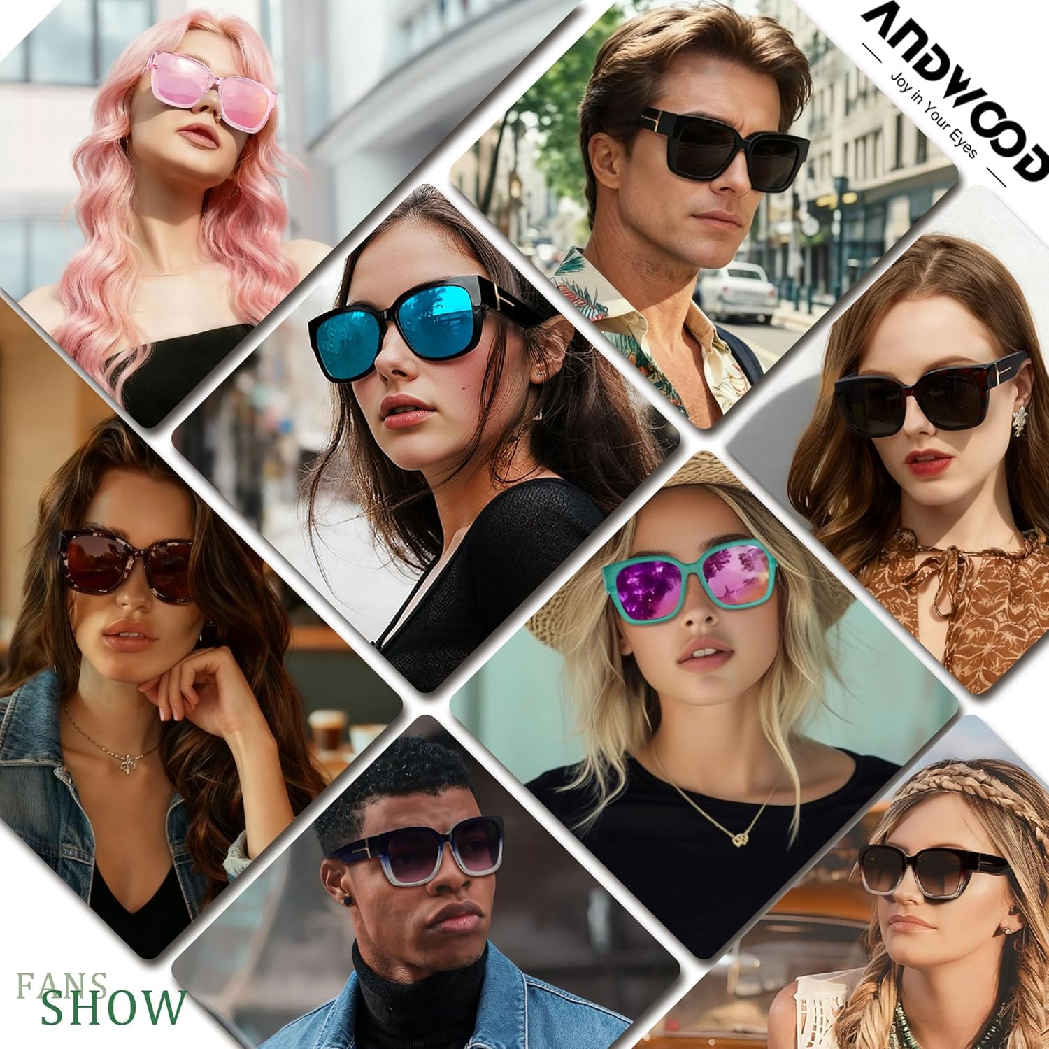 ANDWOOD Polarized Sunglasses Fit Over Glasses for Women Men Oversized Square Shades UV400 Protection - Image 4