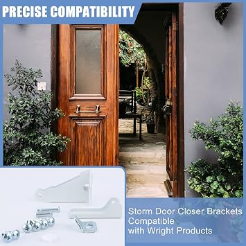 Screen Door Closer Kit, Storm Door Replacement Parts (White)