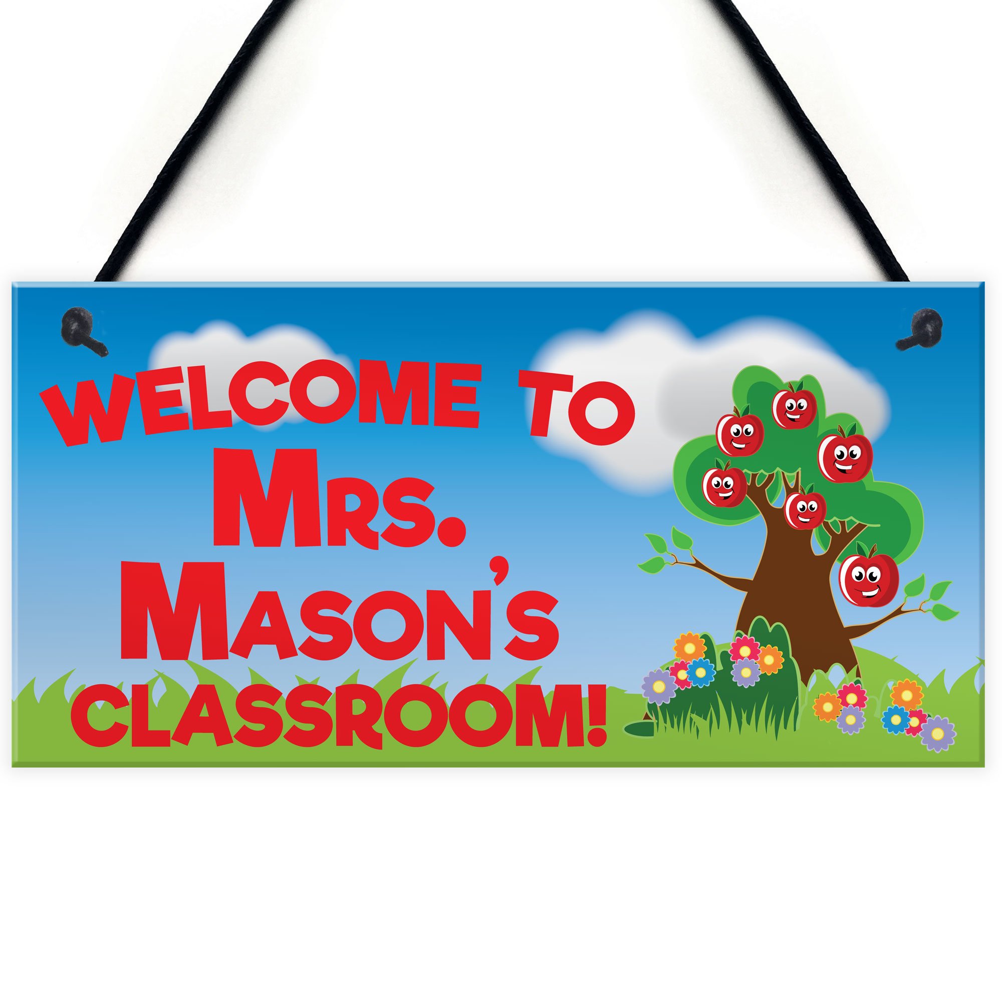 Red Ocean Welcome To Classroom Hanging Personalised Teachers Plaque Colleague Teaching Gift