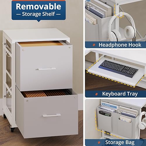 Miniatura 6 de VIGKOOK Escritorio para juegos en forma de L, escritorio esquinero reversible para computadora con toma de corriente y tira LED, escritorios de