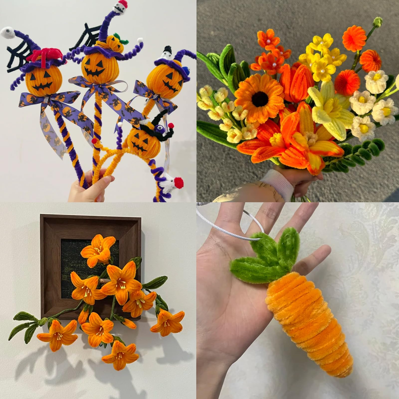 600 scovolini gialli con istruzioni (lingua italiana non garantita), steli in ciniglia, bastoncini spessi e soffici, kit per bouquet di fiori, decorazione natalizia per bambini e adulti