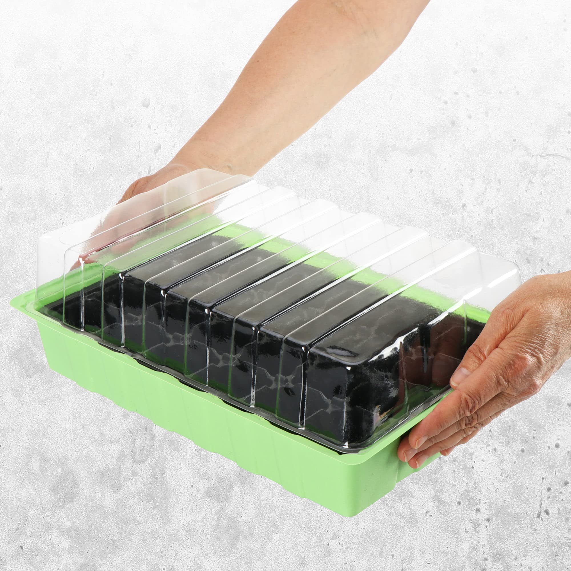 com-four® 24x Mini Serra da Interno con Coperchio - Kit di Coltivazione con 576 Vasi - Fioriera per Verdure, Erbe Aromatiche e Fiori - Scatola di Germinazione per Davanzale (Kit di Coltivazione 2)
