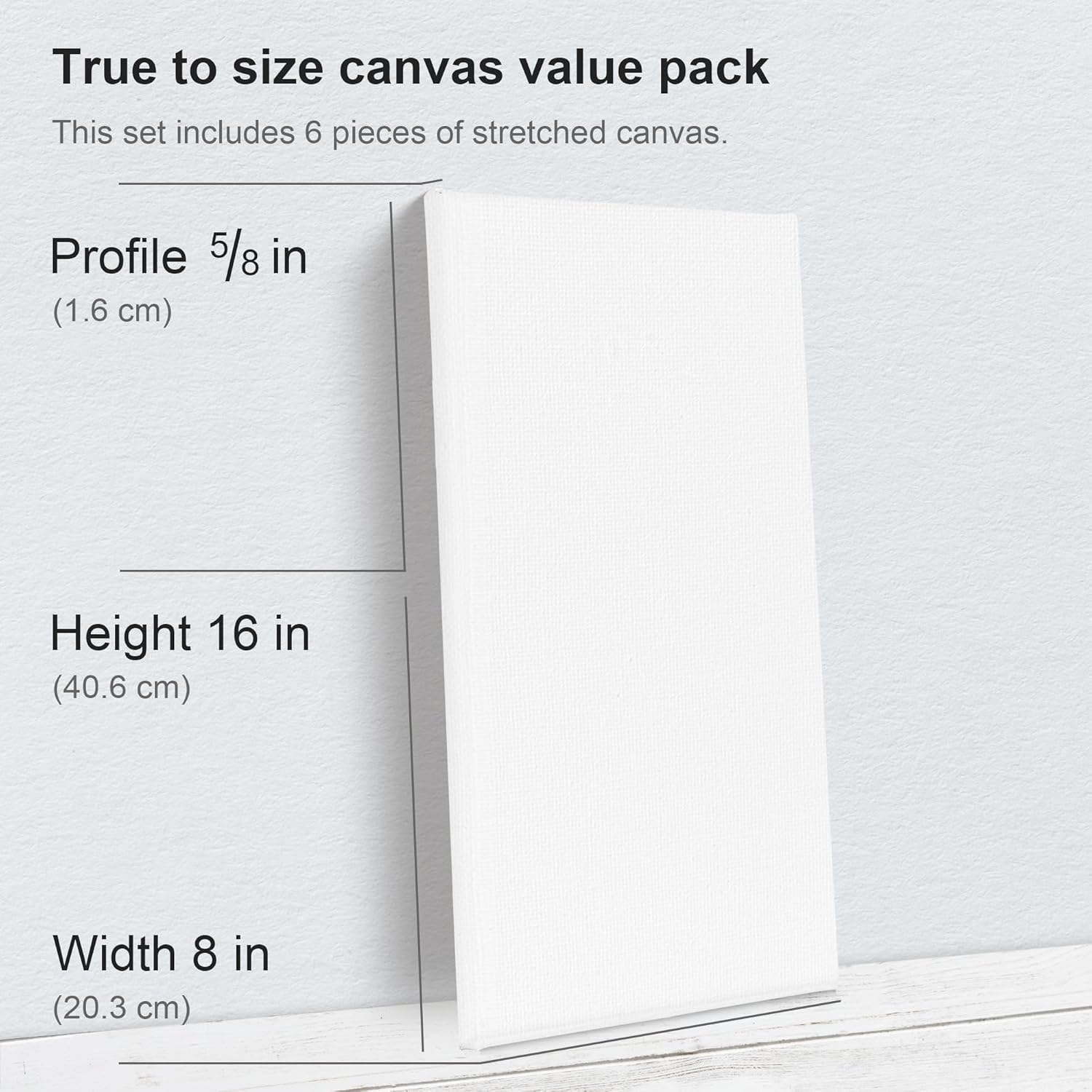 PHOENIX Long Stretched Canvas for Painting 8x16 Inch/6 Value Pack, 8 Oz Triple Primed 5/8 Inch Profile 100% Cotton White Blank Canvas, Rectangular Framed Canvas for Oil Acrylic & Pouring Art - Image 3