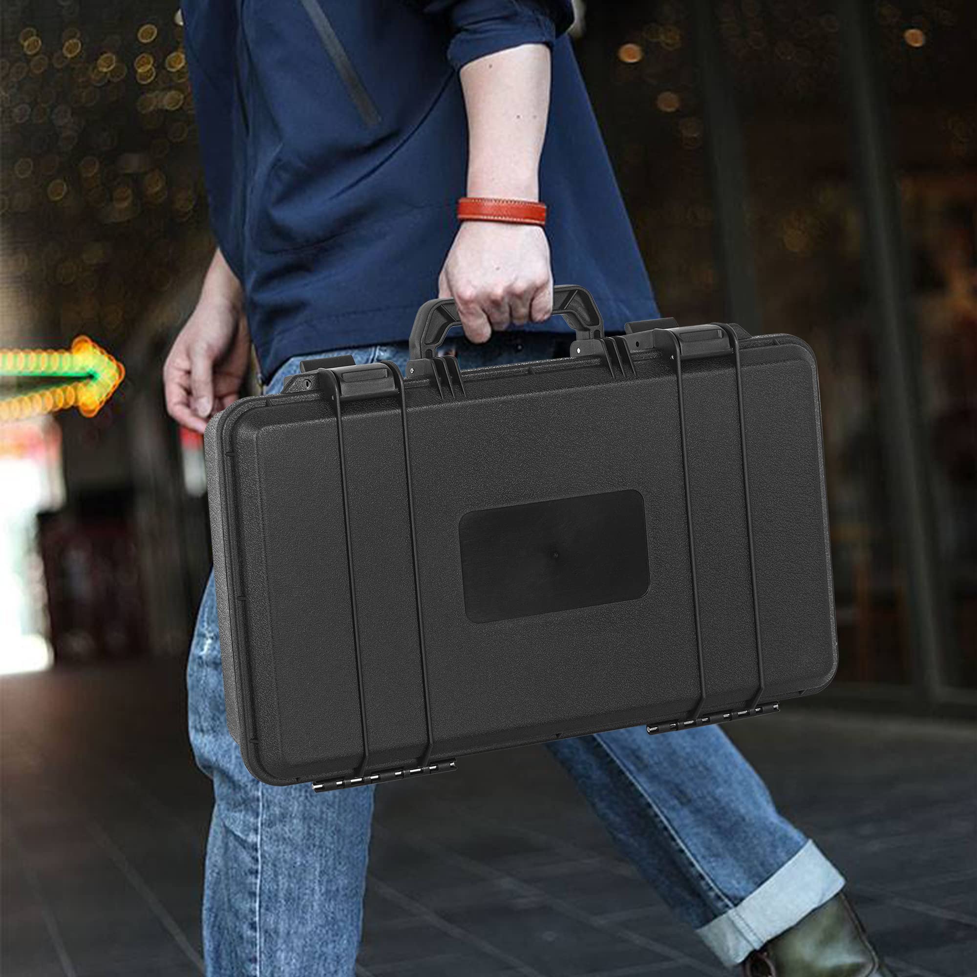 TORIBIO Funda rígida para micrófono, Drones, cámara, Equipos, Estuche de Almacenamiento portátil, Caja Dura de Espuma precortada, Caja de Seguridad anticaídas para Viajes de Mano, 17 x 10 x 3.7