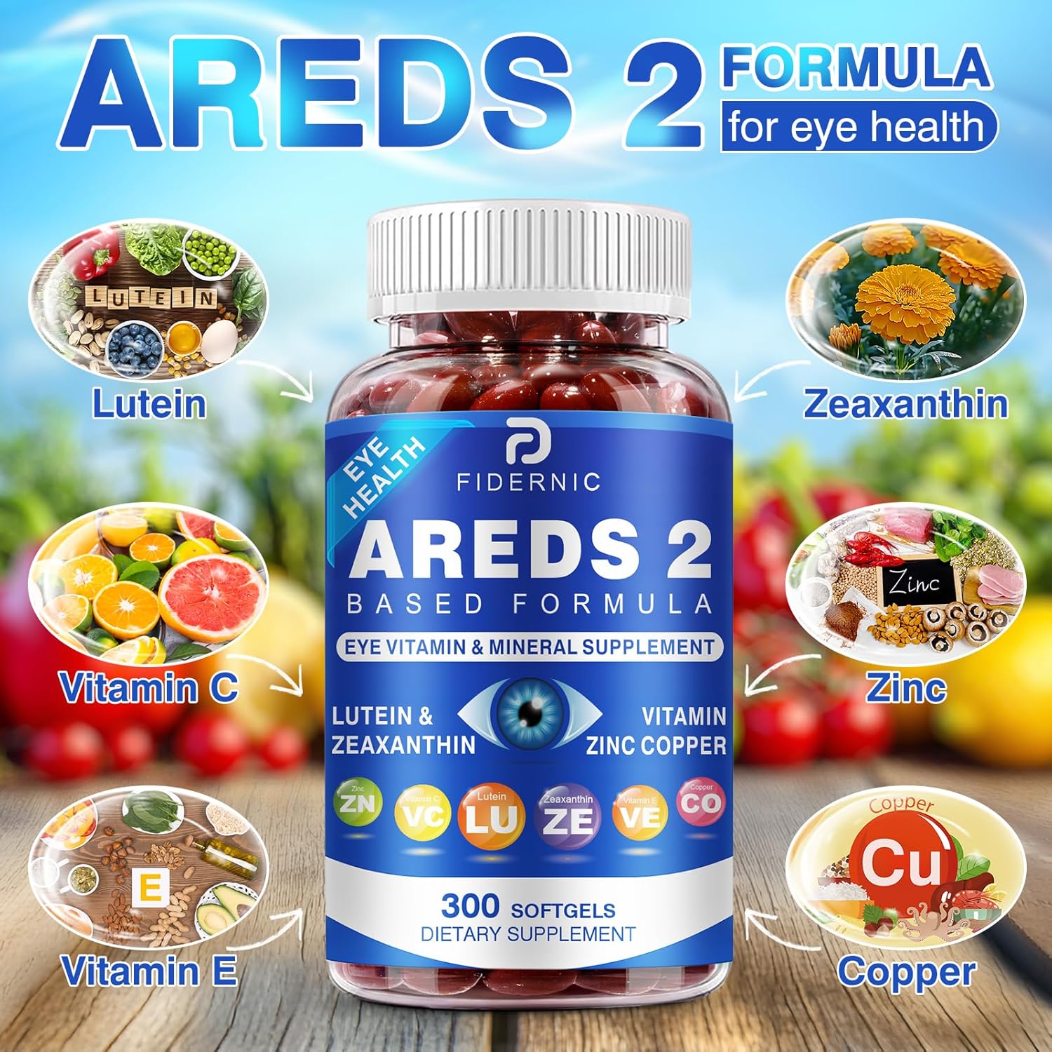 AREDS 2 Eye Vitamin & Mineral Supplement — Lutein and Zeaxanthin Supplement, Vitamin C & E, Zinc & Copper for Blue Light Protection, Eye Health Support, Eyebright , Eye Doctor Trusted — 300 Softgels - Image 4