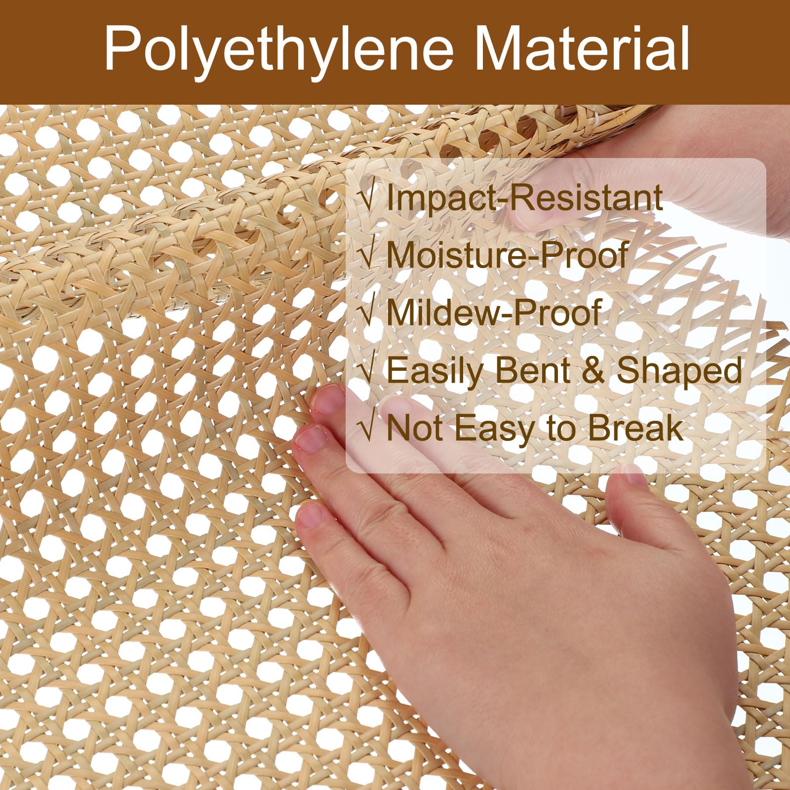 PATIKIL Plastic Rattan Webbing Roll 20 in x 5ft Woven Synthetic Poly Open Mesh Rattan Sheet Faux Cane Weave for DIY Caning Projects Furniture Cabinet Chair Ceiling Door - Image 3