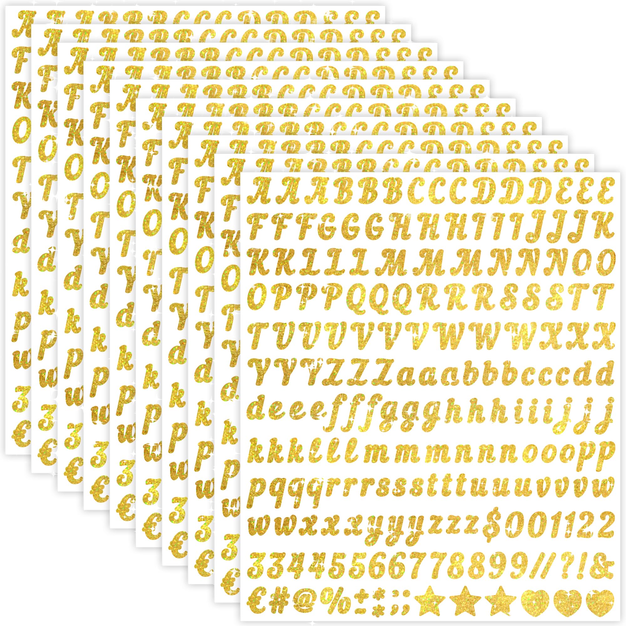 2000Pcs Letter Stickers Glitter Alphabet Stickers 0.5 Inch Self Adhesive Waterproof Vinyl Small Letters for Graduation Cap Water Bottles Mailbox Number Scrapbooking Journal Home Decor(Gold, 0.5 Inch)