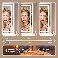 Vista 21 de Hasipu - Espejo de tocador con luces LED, espejo iluminado de maquillaje de 28 x 20 pulgadas, con 3 modos regulables, control por pantalla táctil