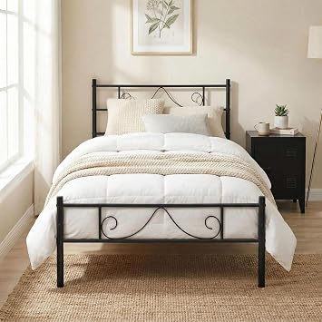 FurnitureR Metallbett 90x200 cm Einzelbett Stabiler Stahlrahmen mit Lattenrost Modernes Bettgestell mit Kopf- und Fu teil Schwarz oder Wei  Mehrere Designs