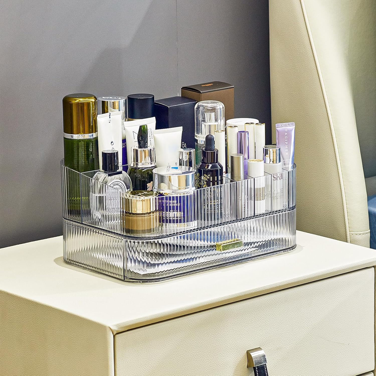 Ssiixx Makeup Organizer with Stackable Drawer,Large Capacity Cosmetic Storage Display Case for Vanity, Ideal for Desk Dresser Countertops Bathroom and Bedroom,Suitable for Cosmetic (Transparent) - Image 5