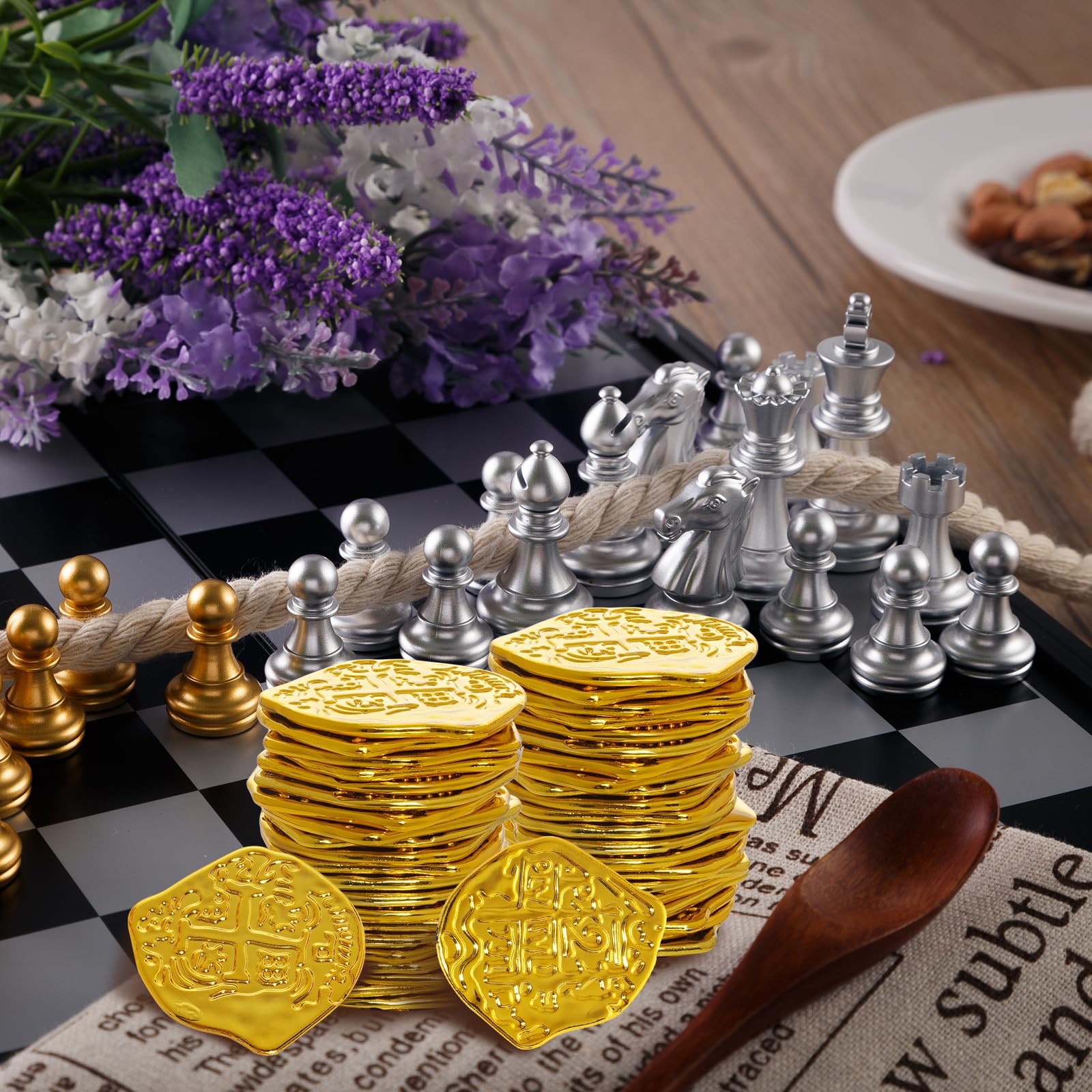 100pcs Pirate Coins Plastic Coins Replica Spanish Doubloons Kids Fake Play Coins For St. Patrick - View #5