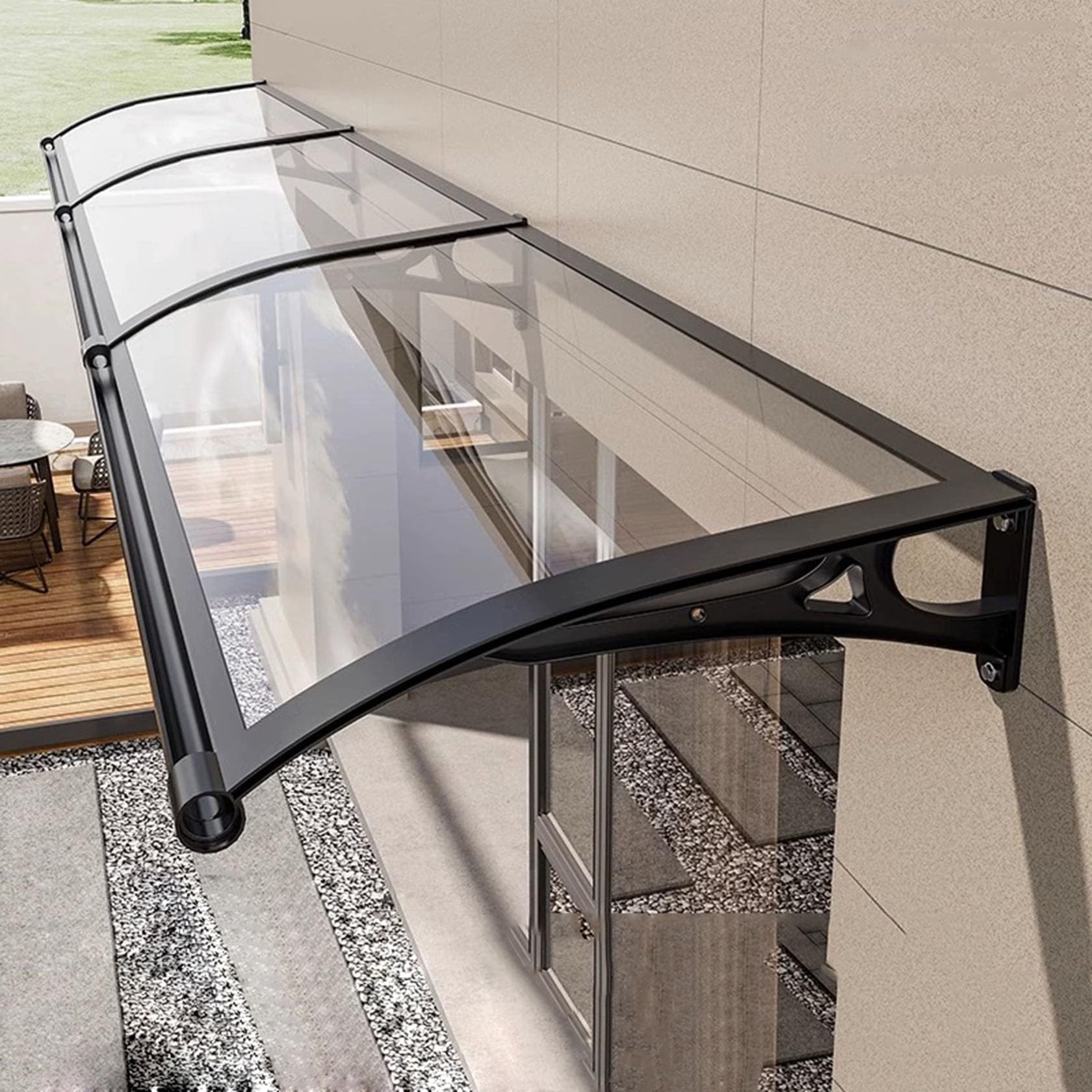CZYZMDD Aluminum Front Door Awning Weatherproof Entrance Canopy for Rain & Snow Protection 100x360cm (39x142in) Outdoor Porch Patio Deck