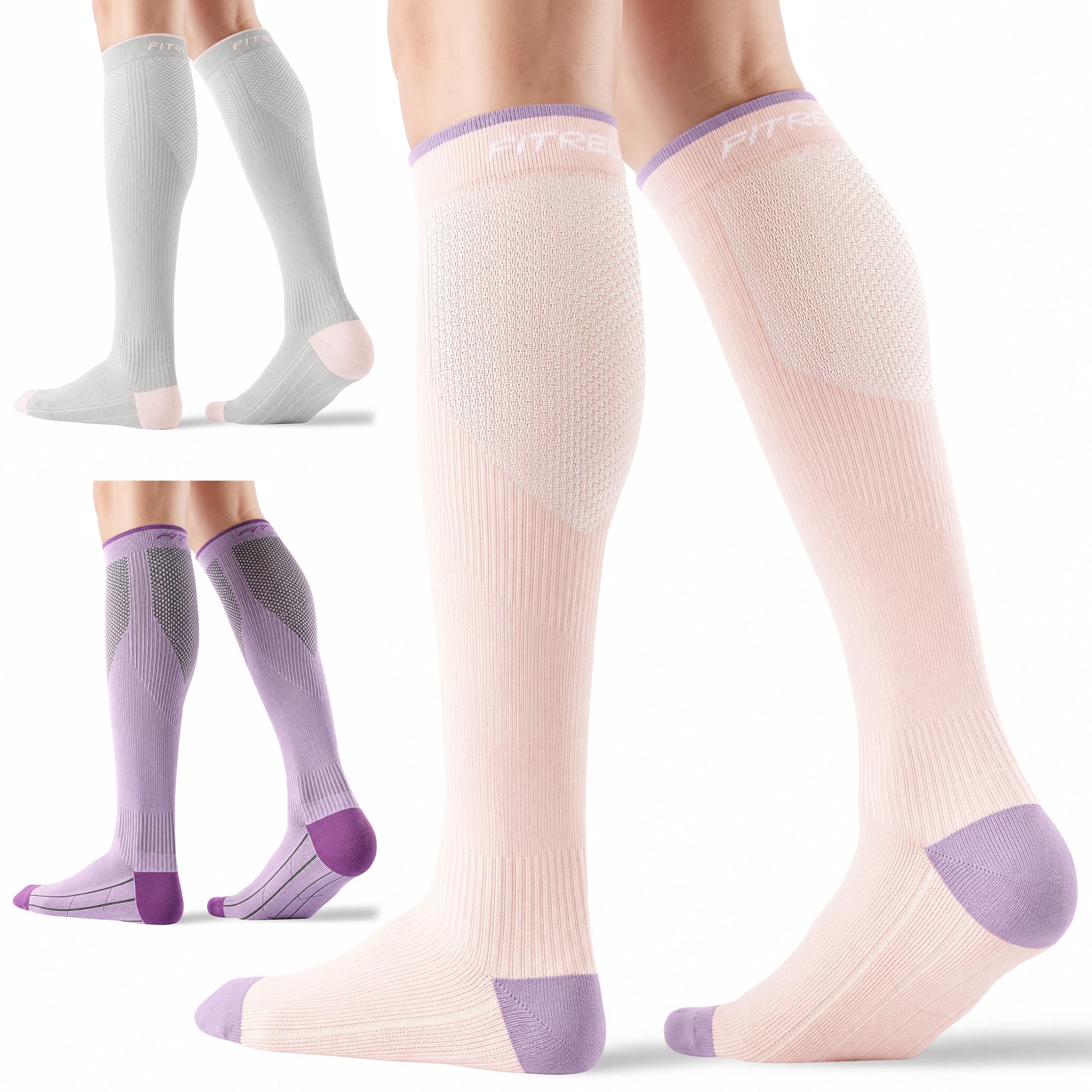 FITRELL 3 Pairs Compression Socks for Women and Men 20-30mmHg-Circulation Support Socks