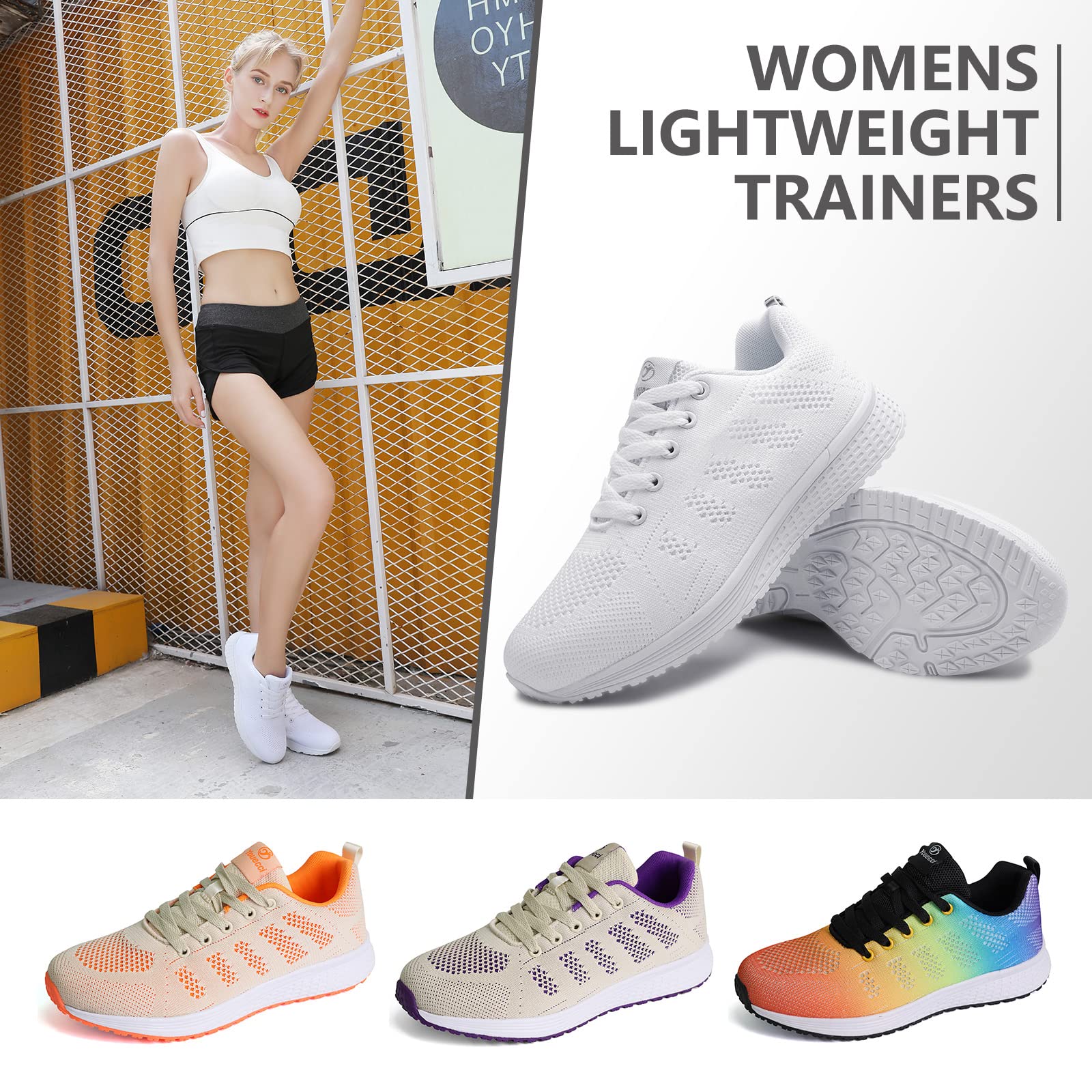 Zapatillas de Deporte para Mujer Zapatillas Deportivas para Correr Zapatos con Cordones para Caminar Zapatillas Transpirables para Correr al Aire Libre para Correr