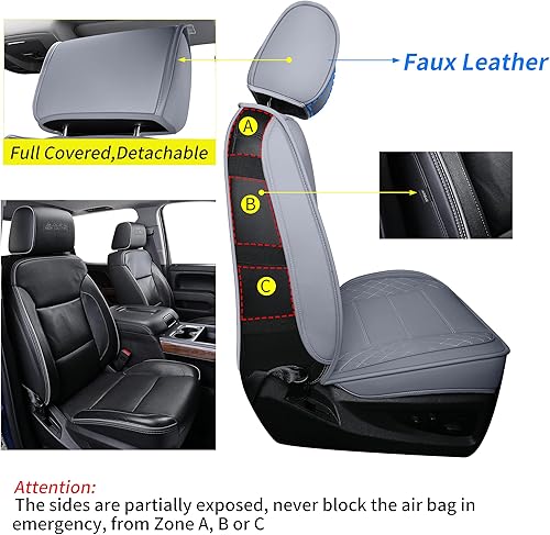 Miniatura 2 de LUCKYMAN CLUB Chevy SilveradoSierra X04-S3 Funda de asiento delantero, compatible con 2007-2025 15002500HD3500HD Tripulación, regular,