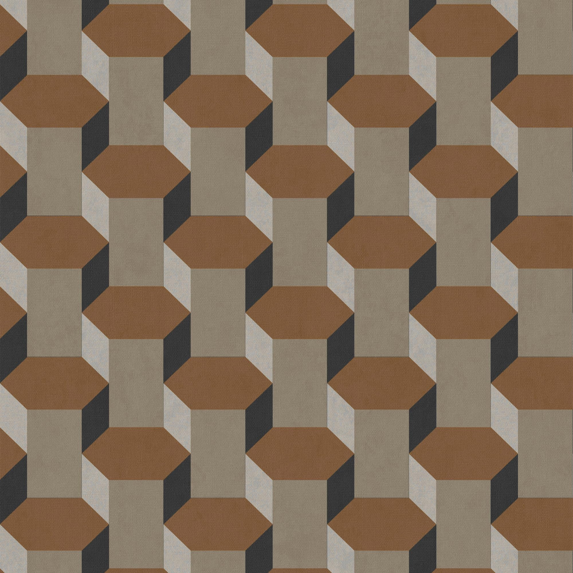 Sublime White Vintage Geometrics Brown Wallpaper | Paste The Wall Application | Geometric | 10M Roll