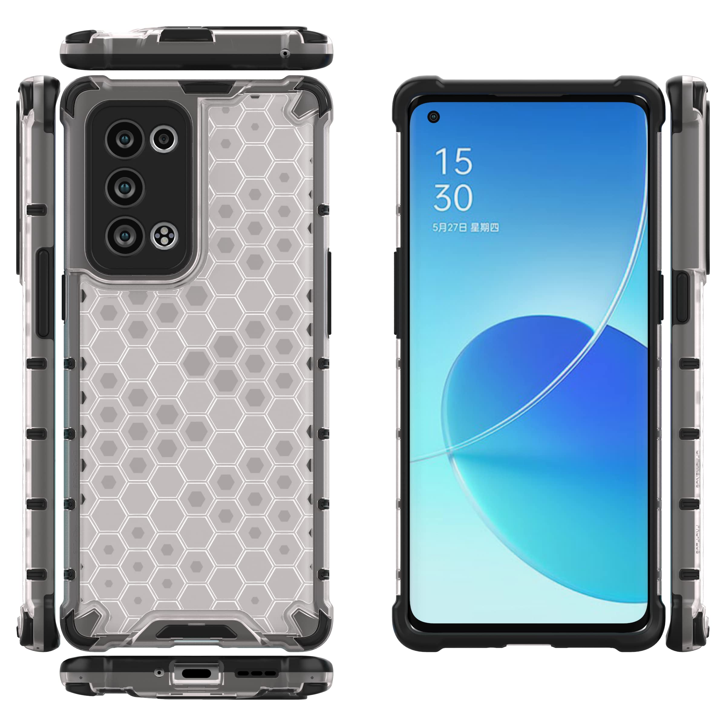 Compatible with Oppo Reno6 Pro Plus 5G Cover,Compatible with Oppo Reno6 Pro Plus 5G Camera Protection Anti-Drop【Hard PC+TPU】 2 in 1 Phone Case White