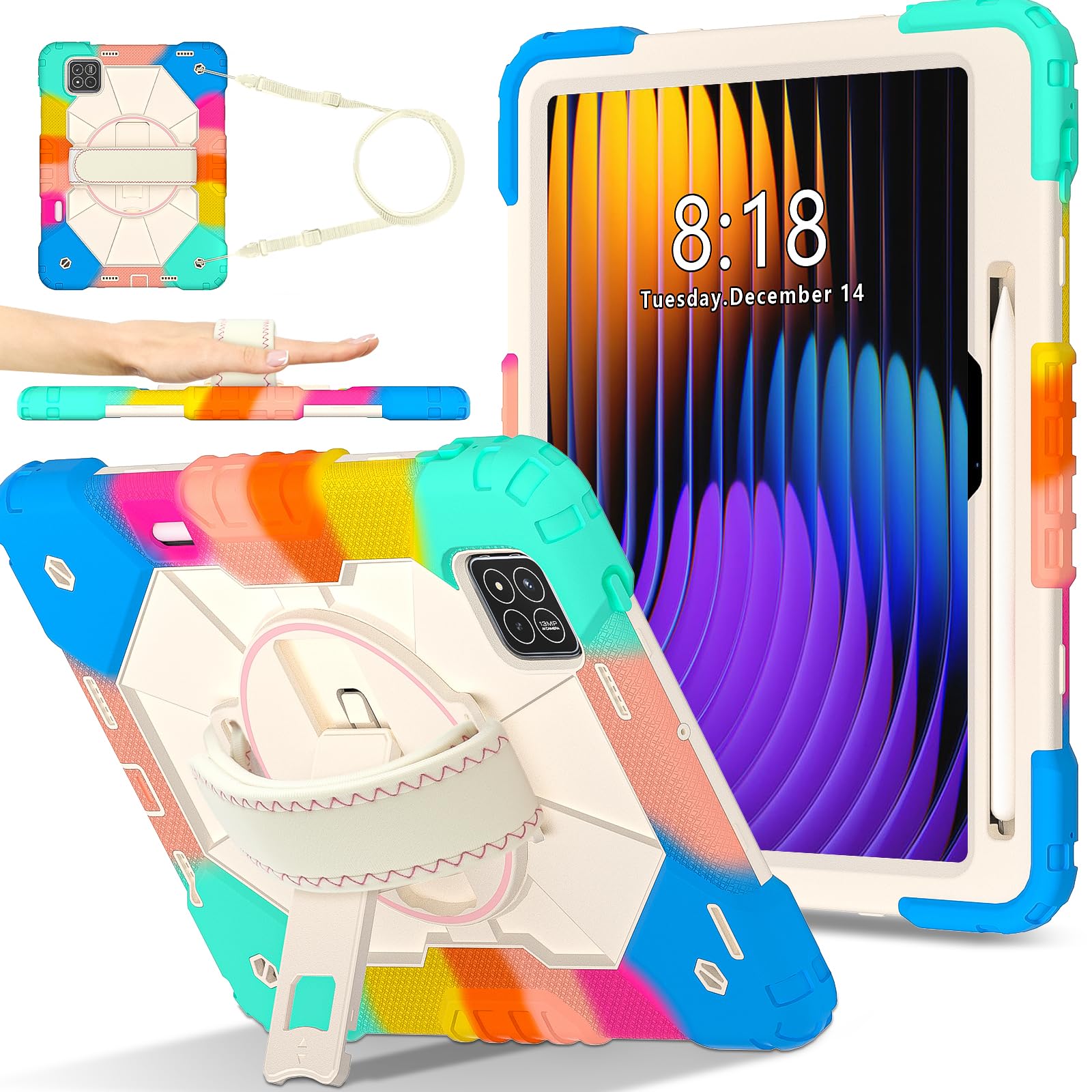 Coque Xiaomi Pad 7 antichoc béquille pivotante et silicone PC - 8