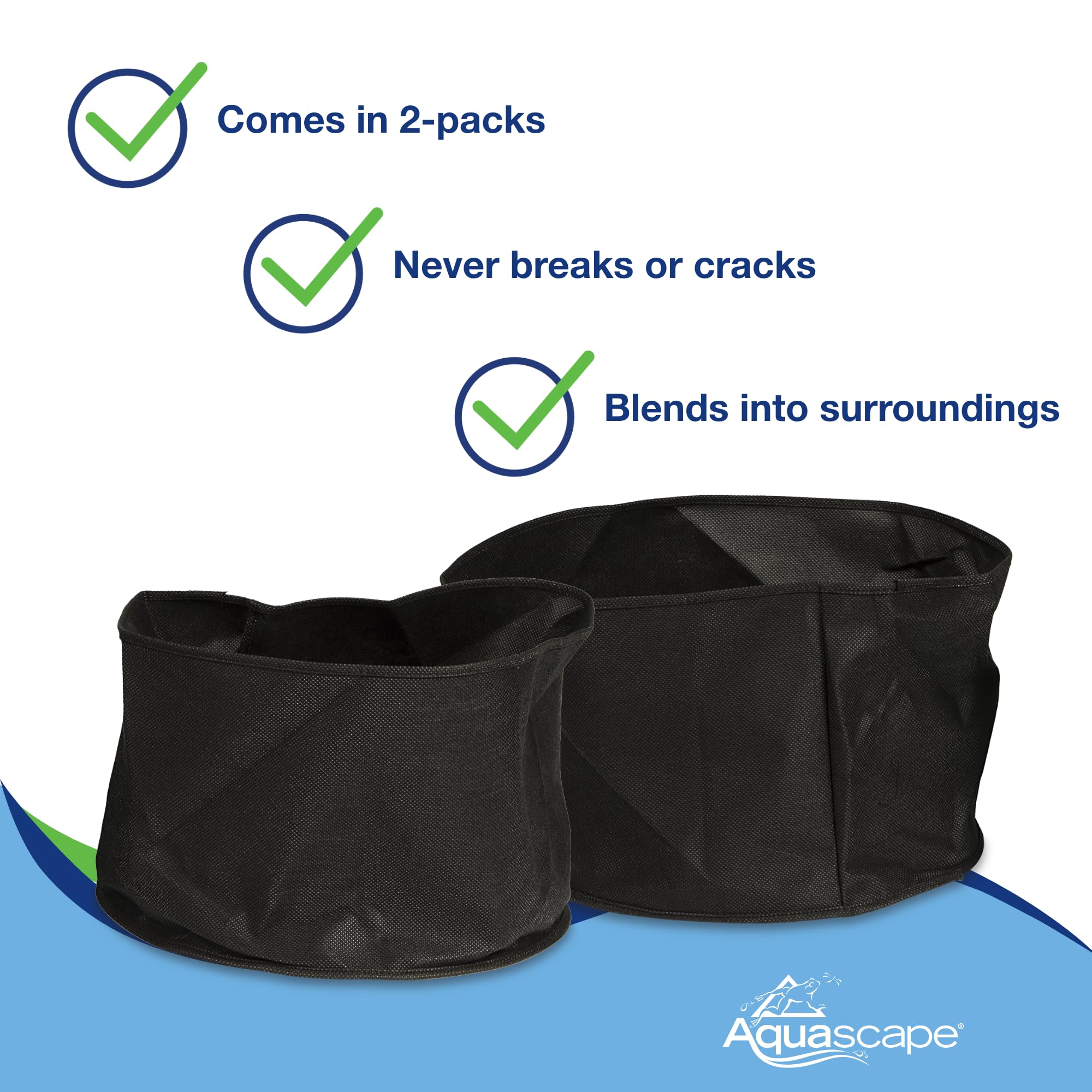 Aquascape Wasserpflanzentöpfe für Teich und Wassergarten, 20,3 x 15,2 cm, schwarz, 2 Stück | 98502