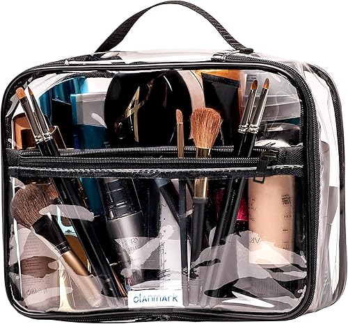 Miniatura 6 de Olanmark Neceser transparente aprobado por la TSA - Bolsa de maquillaje transparente grande para viaje, Claro