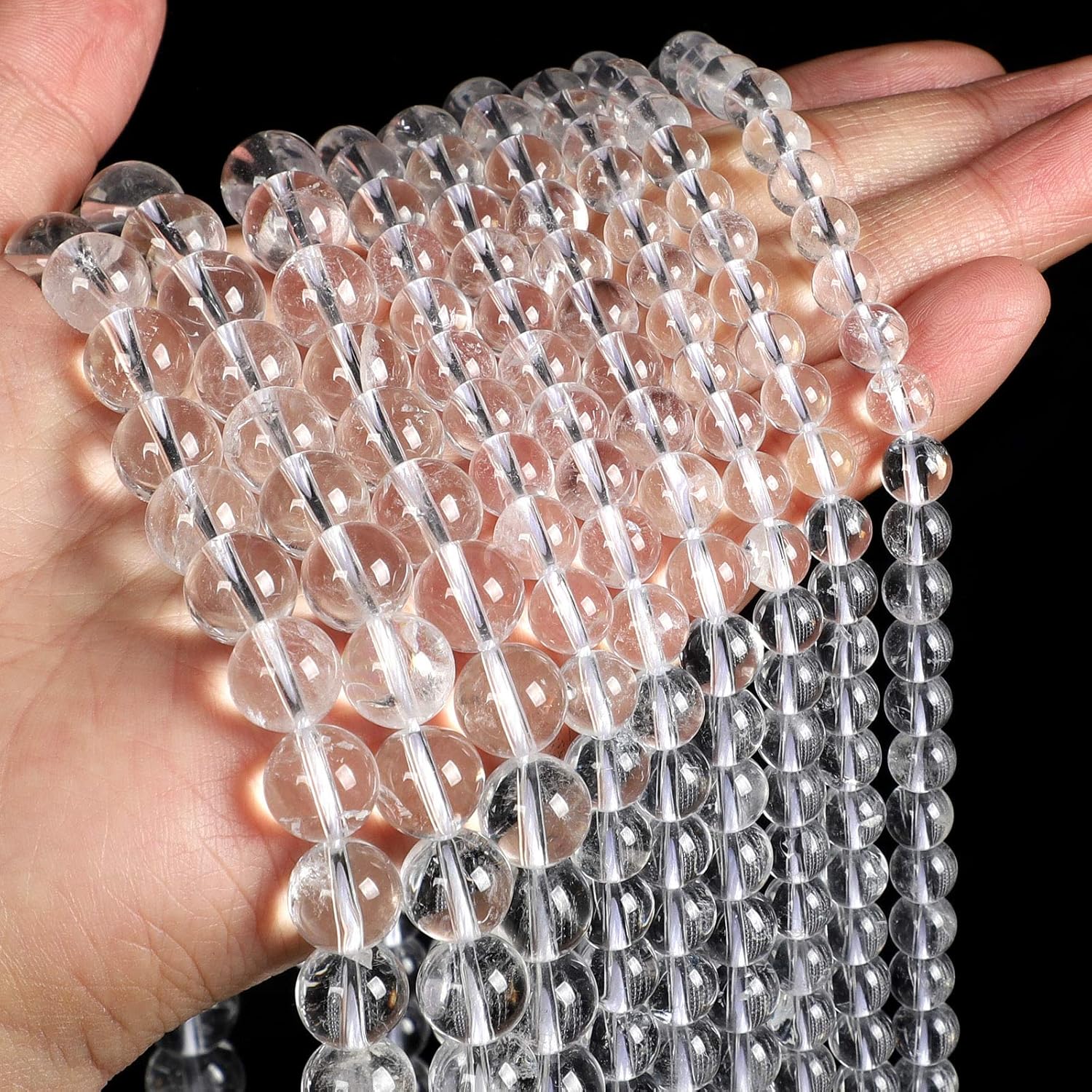 45pcs 8mm White Crystal Quartz Gemstones,Natural Stone Beads for Jewelry Making (Bracelet,Necklace, Earrings), Energy Stone Healing Power-Enjoy DIY Making White Crystal Quartz 8mm