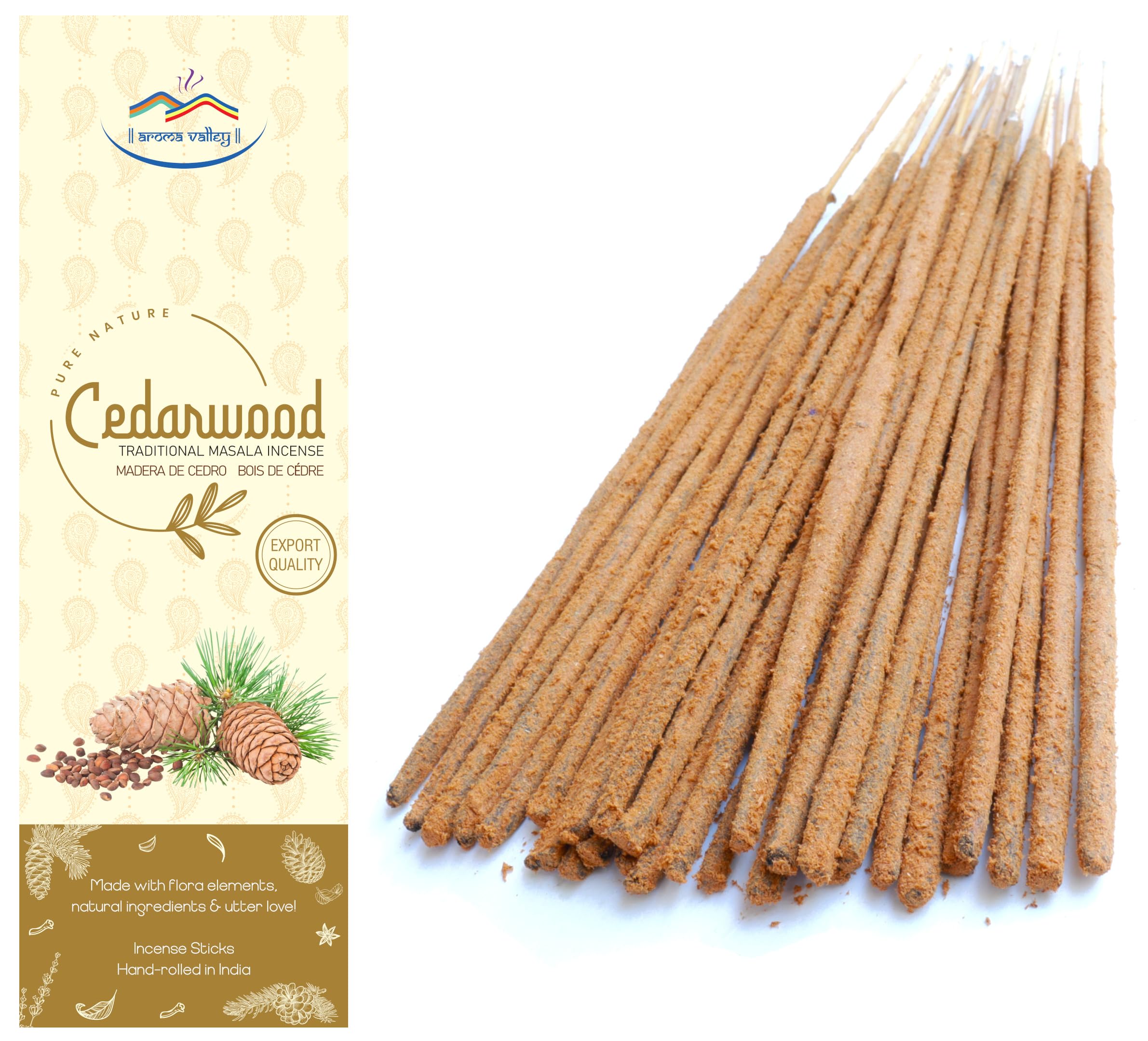 Cedarwood Traditional Incense Sticks - Hand-Rolled Masala Incense - 50 Grams