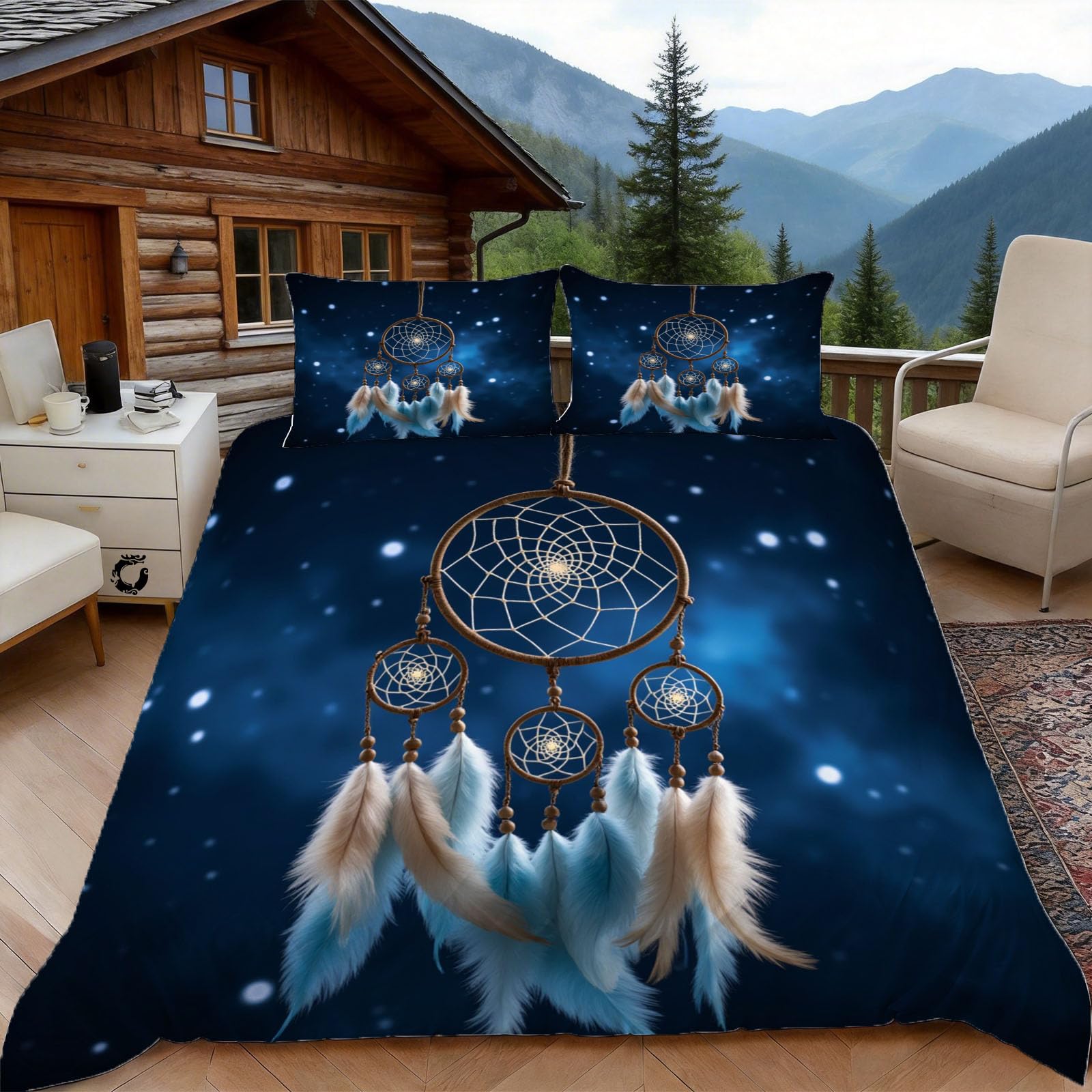 Housse de couette 220x240 attrape rêve en microfibres premium