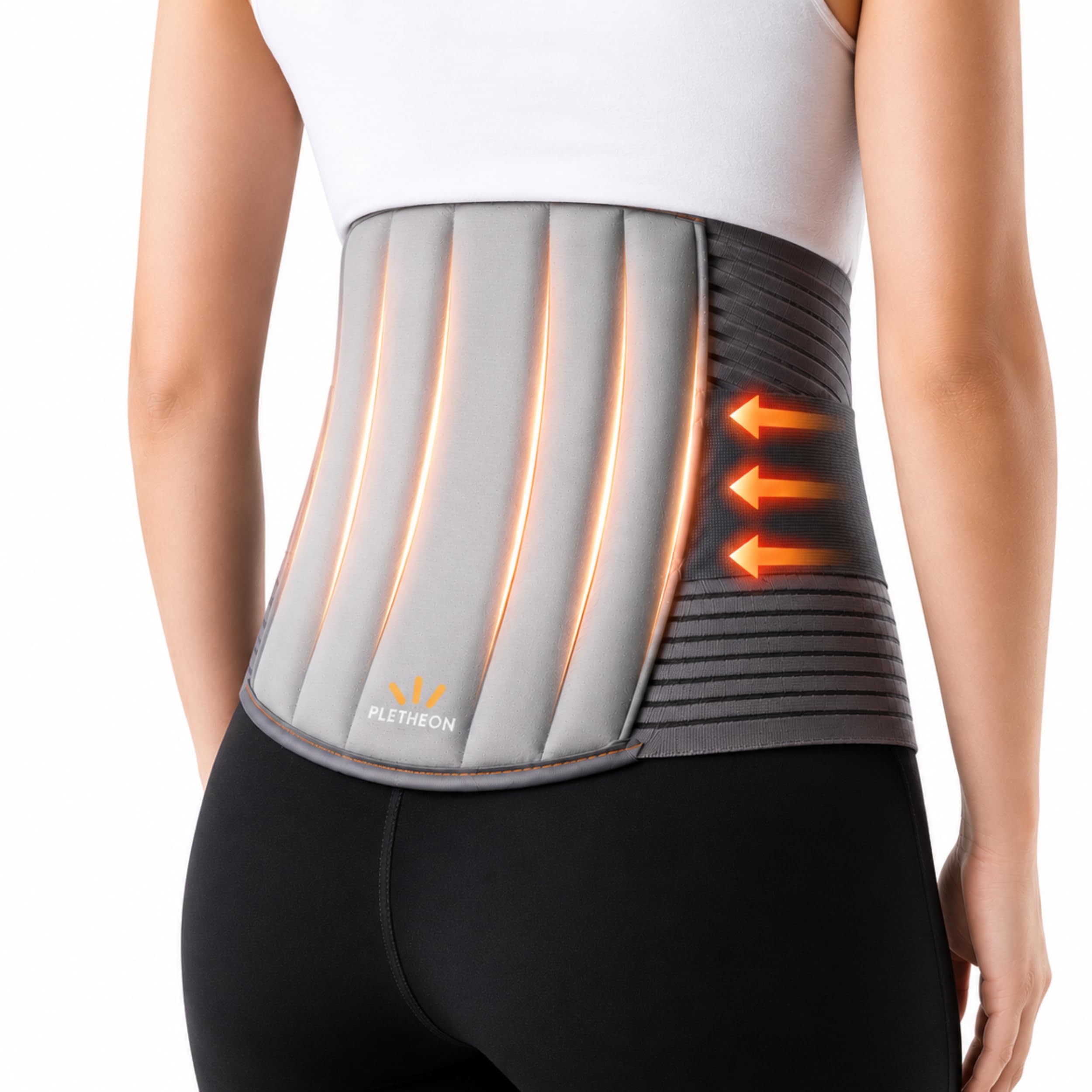PLETHEON Back Support Belt Relief for Back Pain, Herniated Disc, Sciatica, Scoliosis Breathable Mesh Design Adjustable Lower Back Brace Lumbar support LS belt (Gray, One Size)-image-0