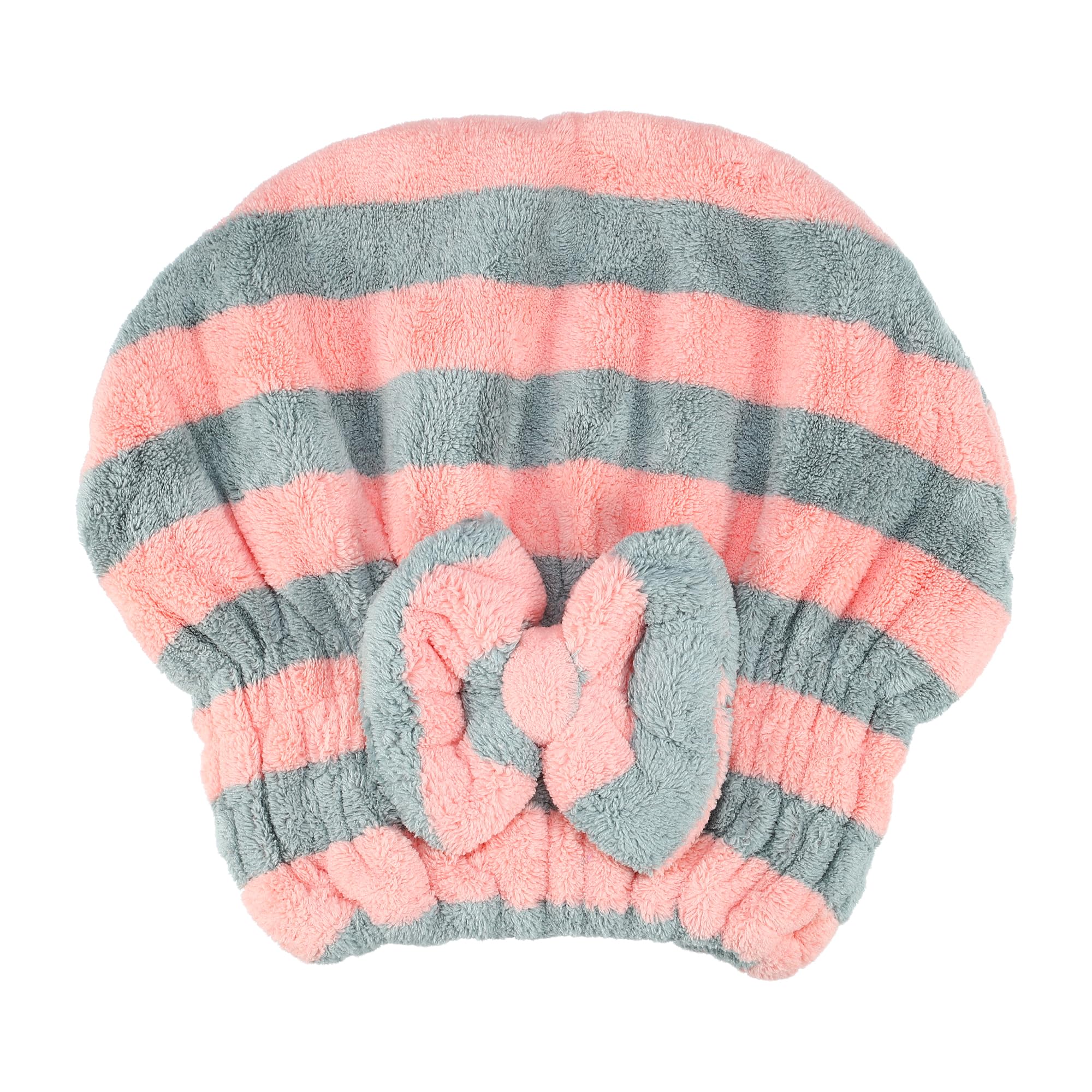 VOCOSTE Coral Fleece Hair Drying Towel Dry Cap, Adult Hair Drying Towel, Lightweight Strong Absorbent, for After Bath Drying Hair, Gray and Pink