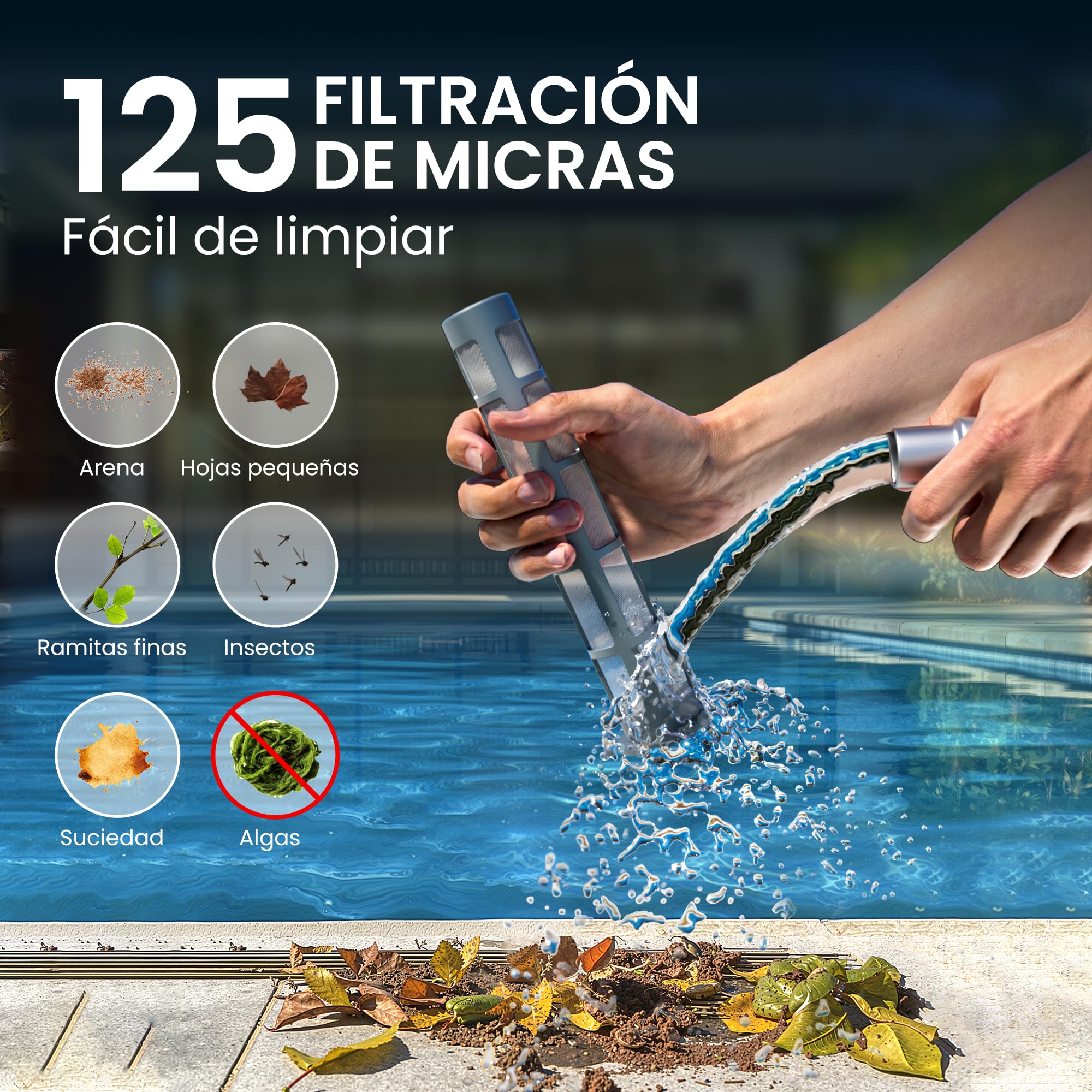 Aspirador inalámbrico de Piscina con batería de Gran succión y batería Recargable para Hot Tub, spas y Piscinas pequeñas