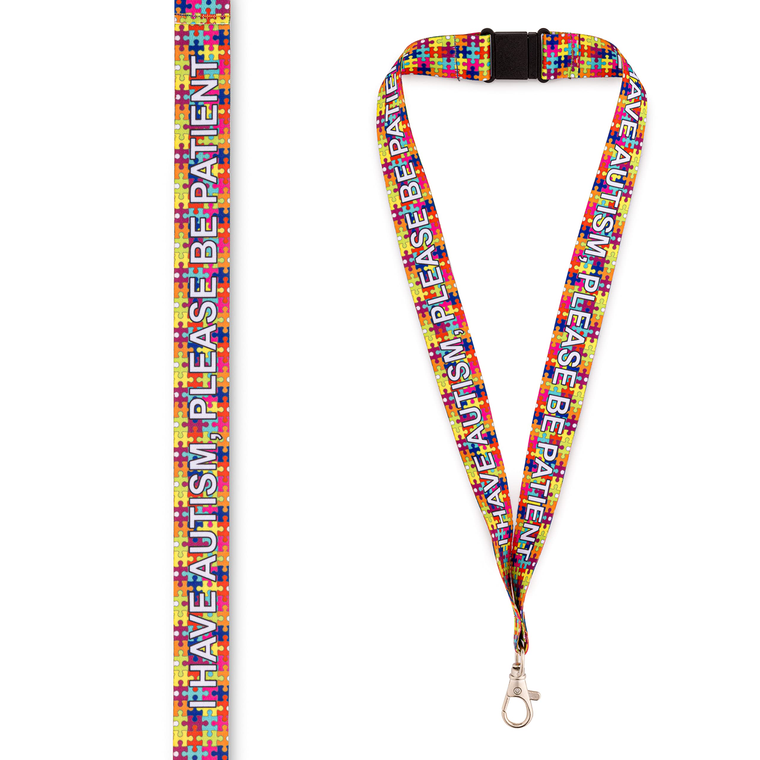 Cordino Per Bambino 'I Have Autism Please Be Patient' – Con Rottura Di Sicurezza, Larghezza 20 Mm (Rosa)