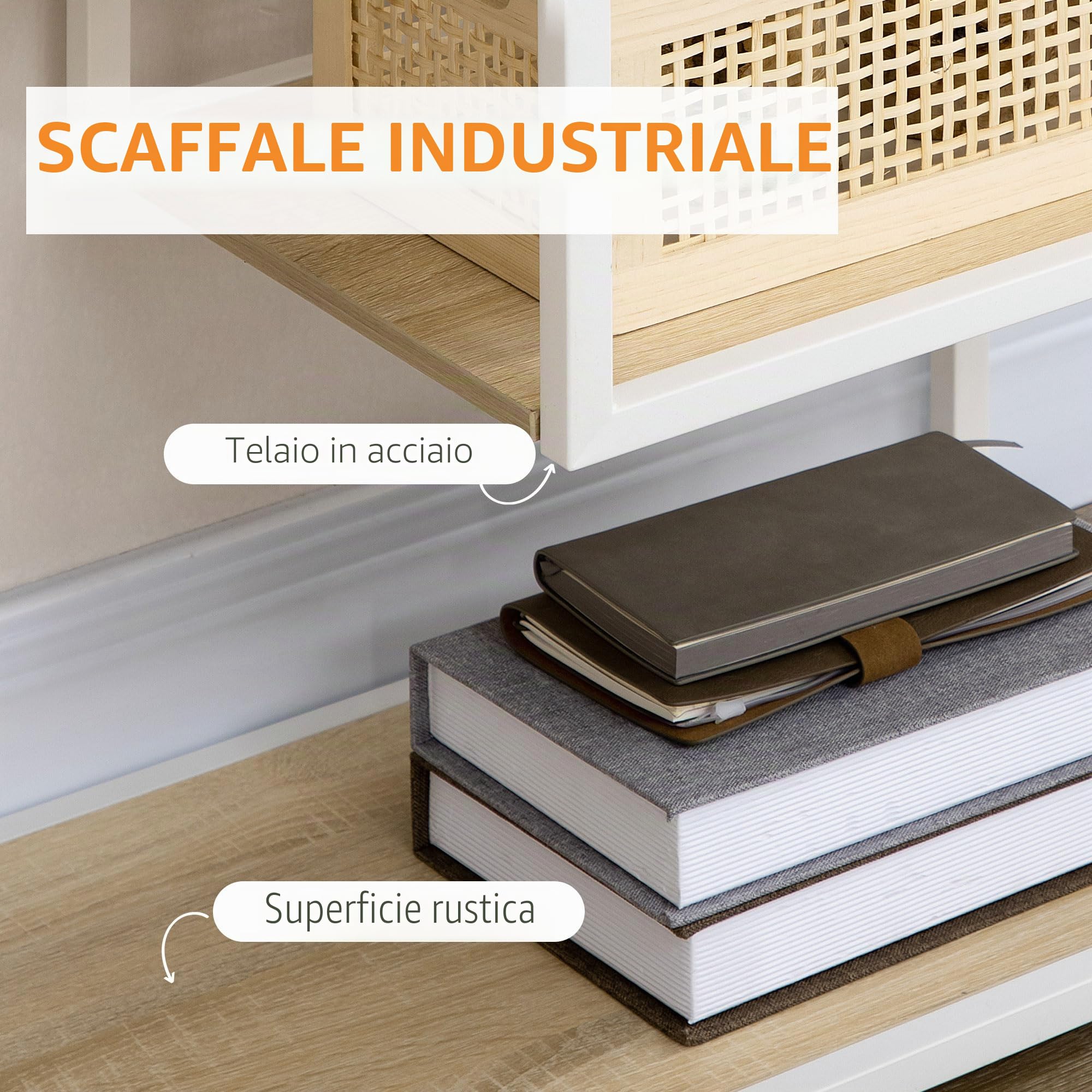 HOMCOM Scaffale per libri a ripiani 7 livelli 83x34x180 cm | Telaio in acciaio, Stile industriale, per soggiorno, camera da letto, cucina
