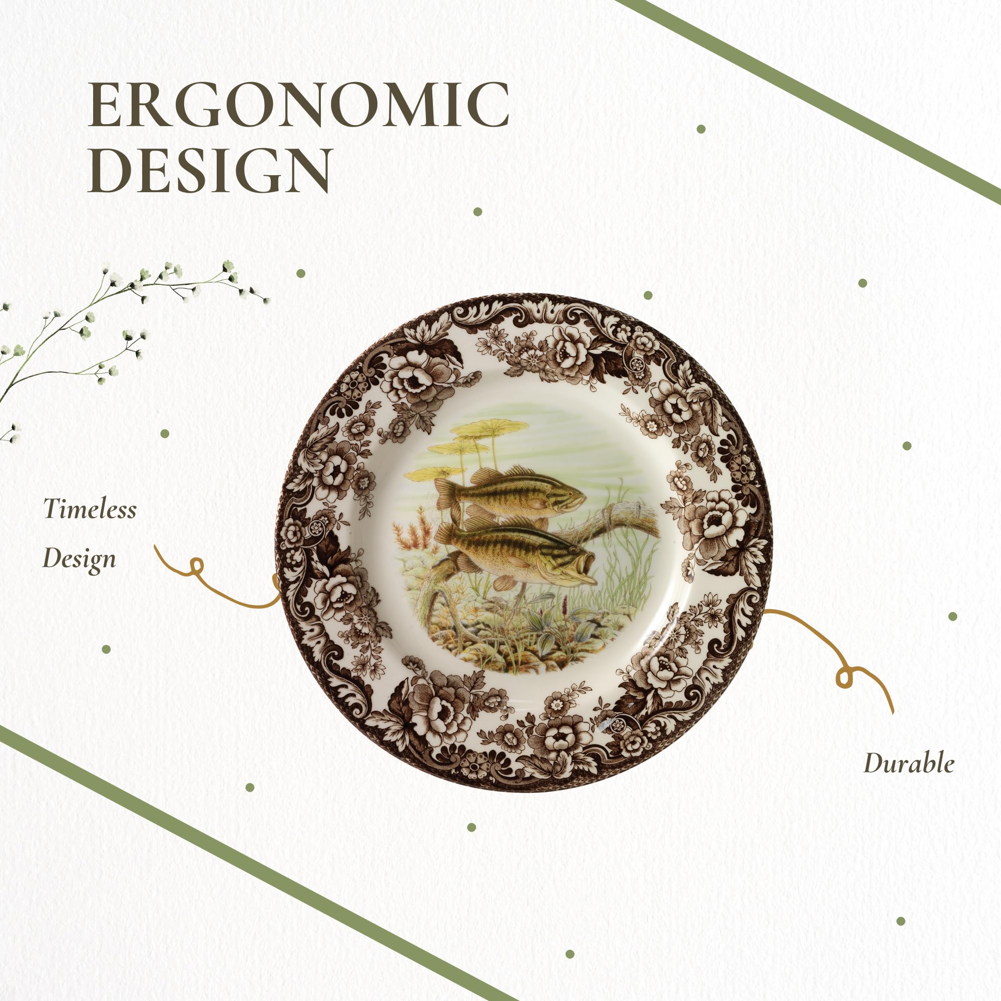 Amazon.com: Spode Woodland Bass Dinner Plate - British Wildlife