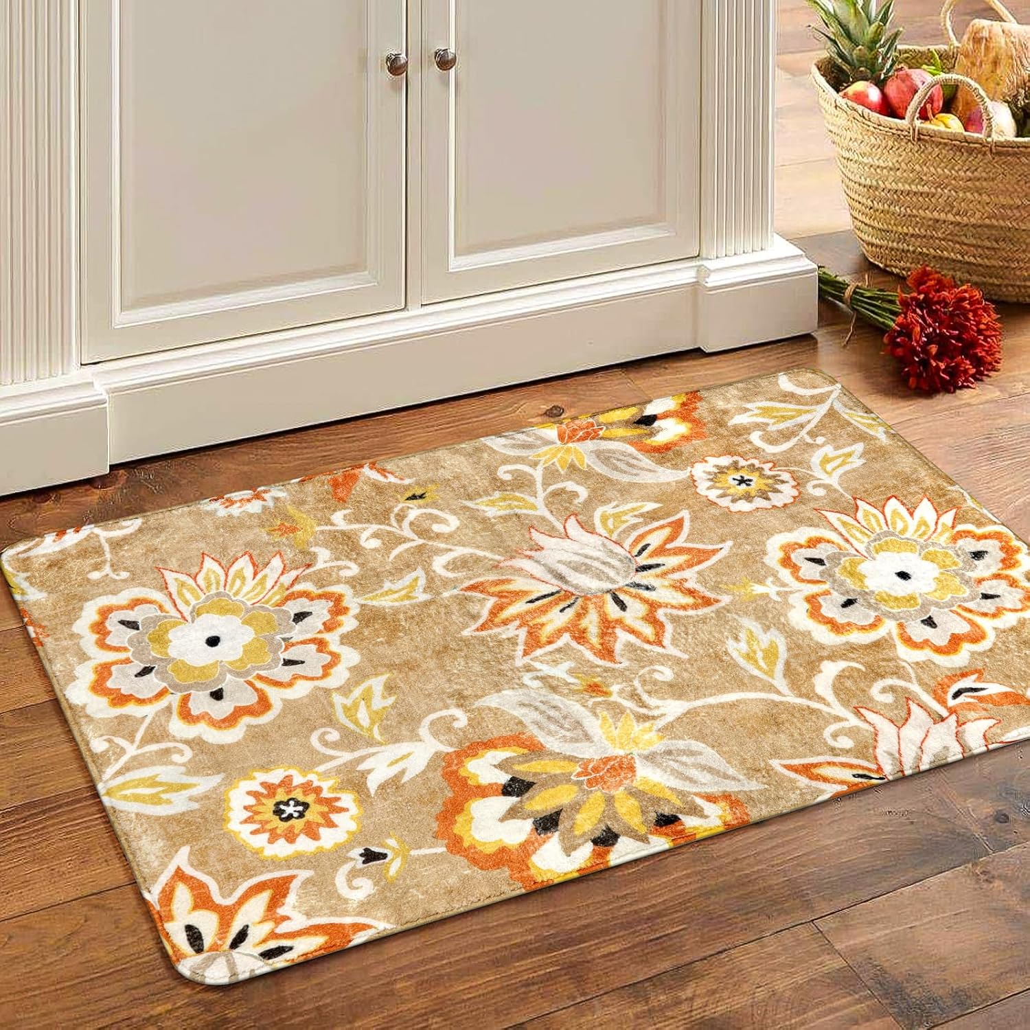 Lahome Floral Washable Kitchen Rugs 2x3 Area Rug NonSlip