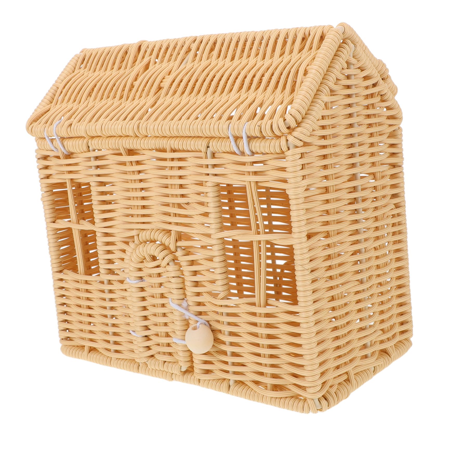 Mipcase Cesta de Dulces Navideña Tejida Mano Pequeña Cesta de Casa con Asas para Decoración de Fiesta Obsequio de Shower y Celebraciones de Navidad