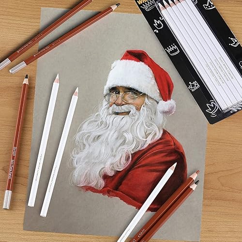 Miniatura 7 de Dyvicl Juego de 6 lápices de carbón blanco para dibujar, dibujo, sombreado, mezcla