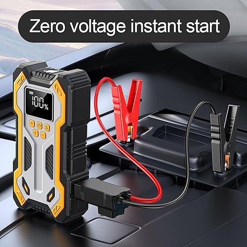 Miniatura 3 de Arrancador de batería de automóvil con compresor de aire 10000 mAh 150 PSI cargador, caja de salto de arranque (todo gasolina 12L diésel,