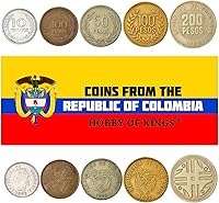 Vista 1 de Colombia 5 Monedas Mixtas 50 Centavos a 200 Pesos Moneda Colombiana Desde 1959