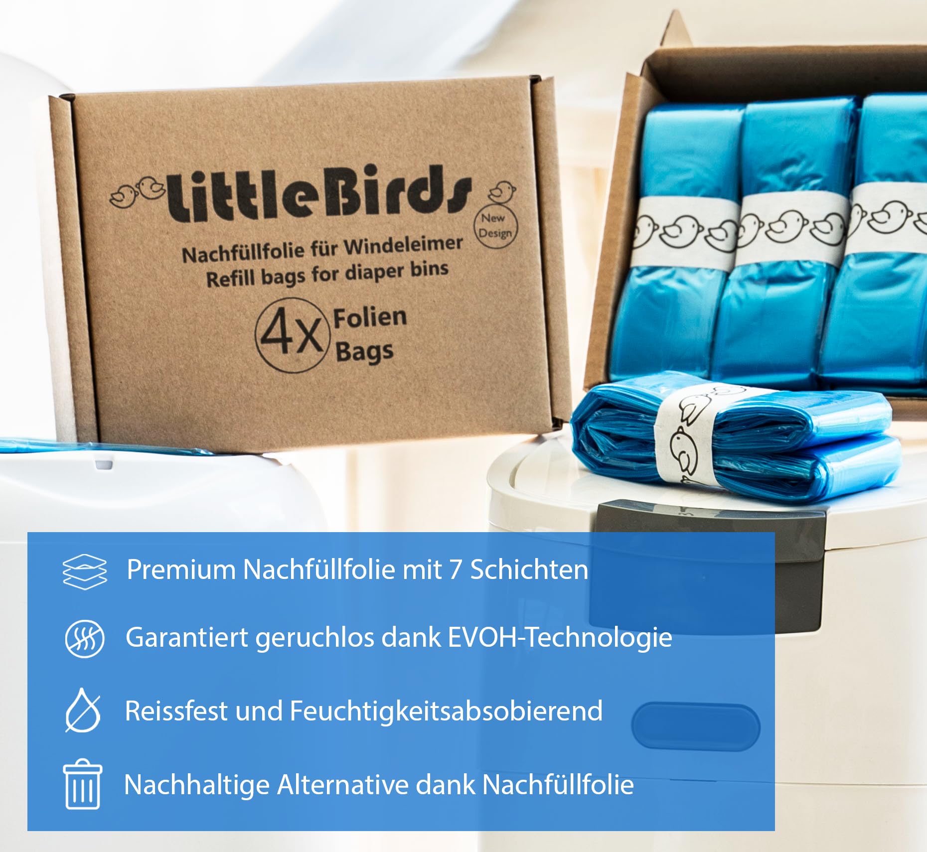 UANLAUO 9er-Pack Windeleimer Nachfüllbeutel, Litter Locker
