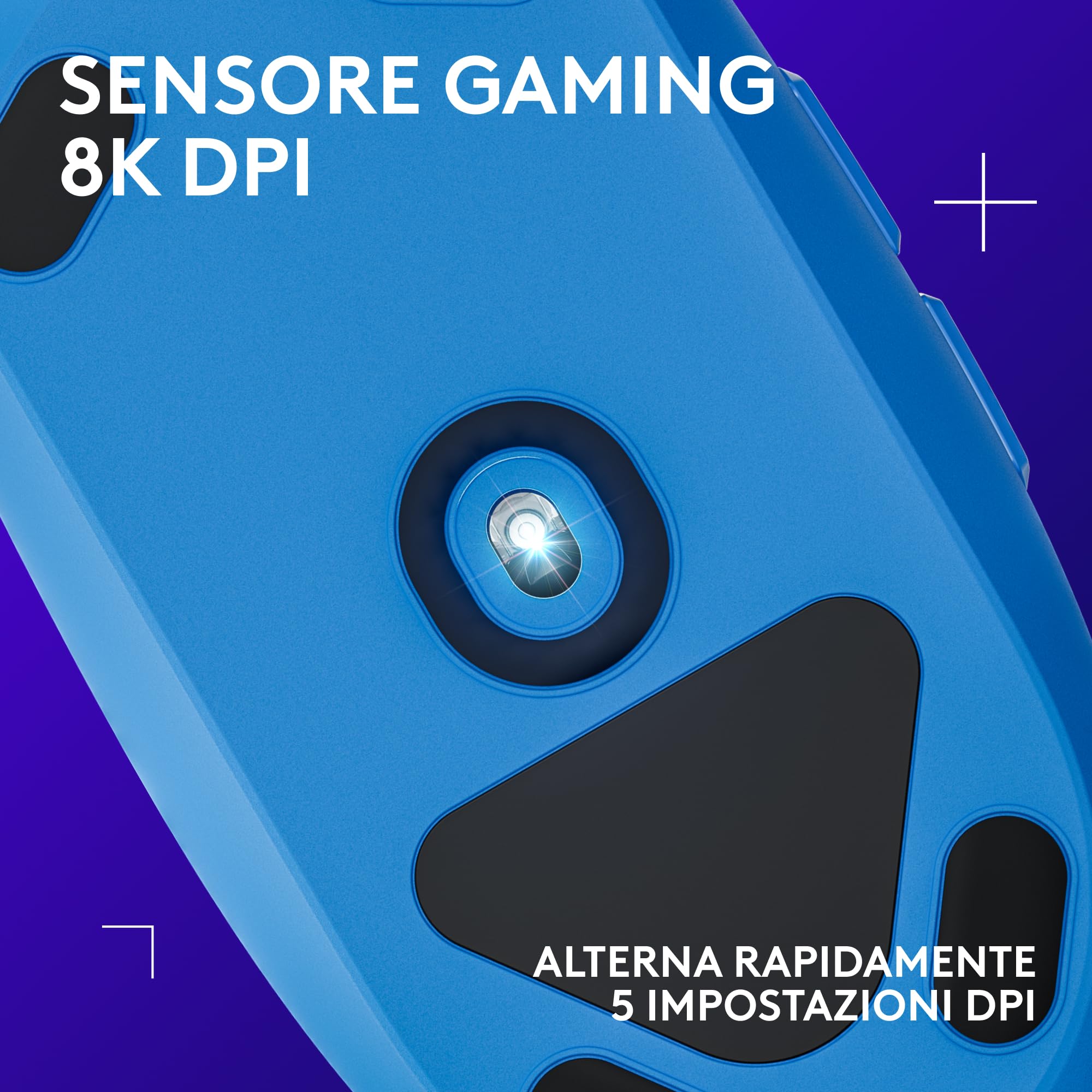 Logitech G G203 LIGHTSYNC Mouse Gaming con Illuminazione RGB, Personalizzabile, 6 Pulsanti Programmabili, Sensore per Gaming, Tracciamento a 8000 DPI, Peso Ridotto - Blu