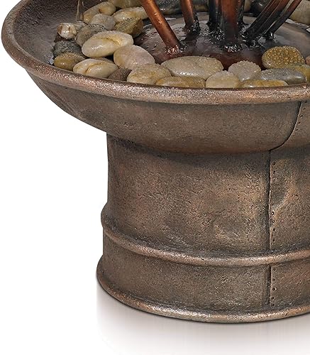 Miniatura 5 de Lirios de agua y colas de gato, fuente de agua moderna para suelo al aire libre, 33 pulgadas de alto, decoración en cascada para jardín, patio,