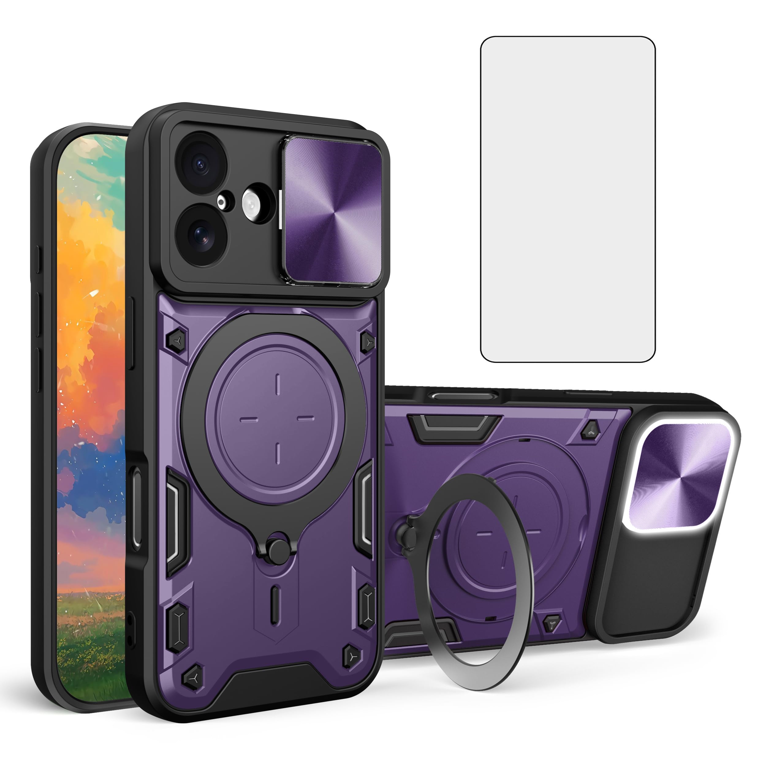 Coque iPhone 17 magnétique Asuwish coulissante avec anneau de support - 7