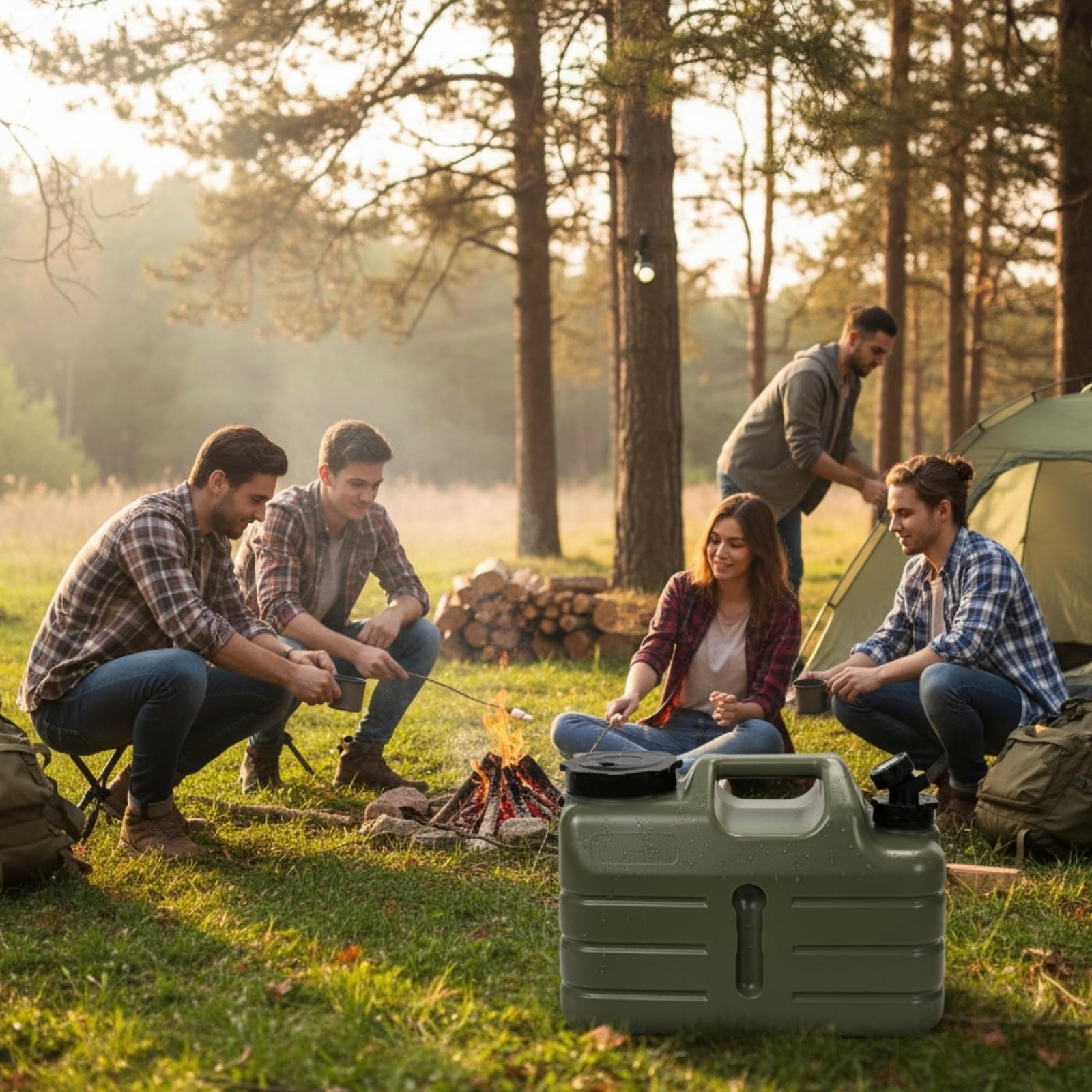 Dicunoy Contenedor de Agua con Espiga, contenedor de Almacenamiento de Agua de Camping de 11 L con Grifo, dispensador de Agua Grueso portátil sin BPA para vehículo, Coche, al Aire Libre, Senderismo