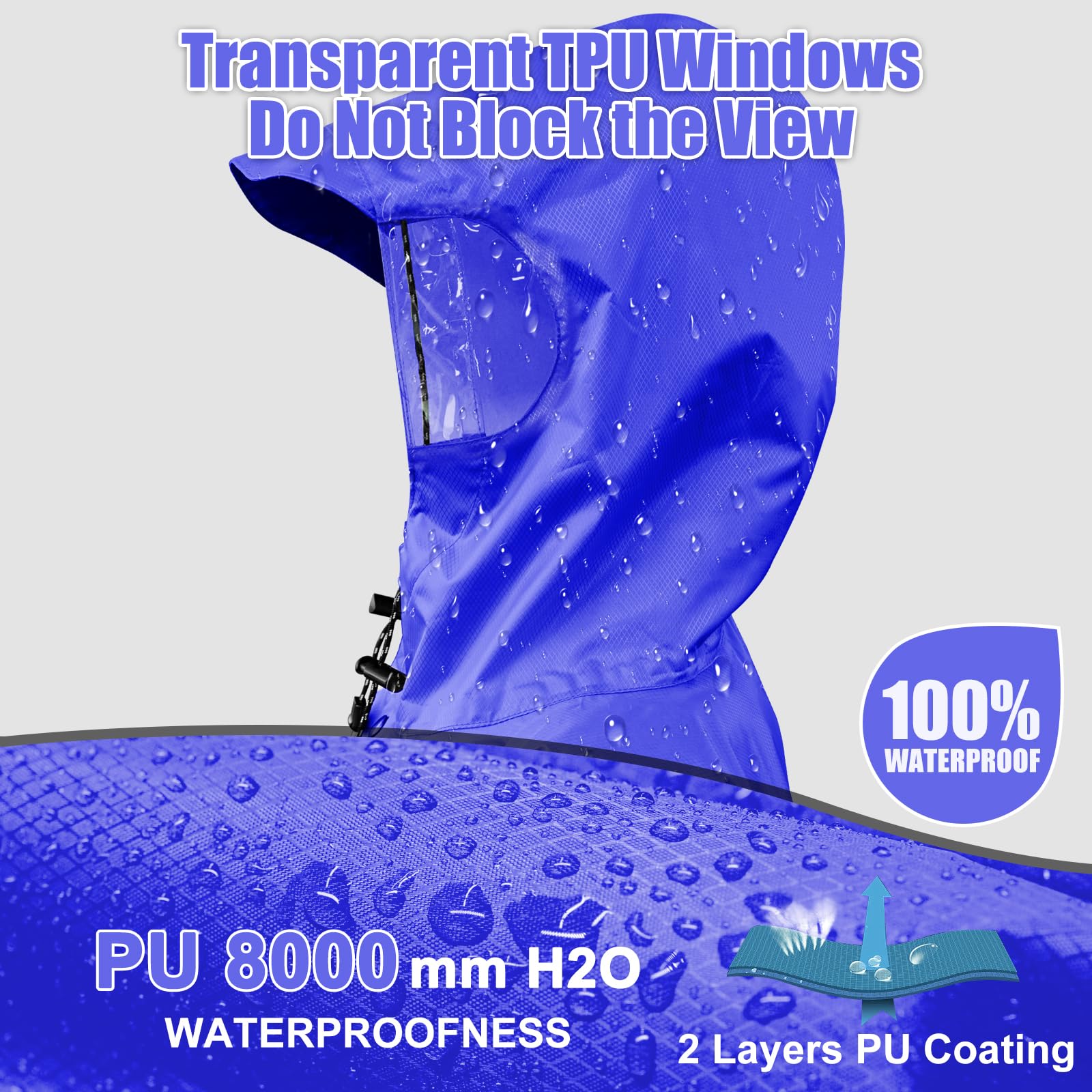 Andake Poncho Uomo Donna Impermeabile Unisex Giacca da Pioggia Antivento Resistente alle Rughe Impermeabile riutilizzabile per Campeggio Escursionismo Outdoor e Uso Quotidiano