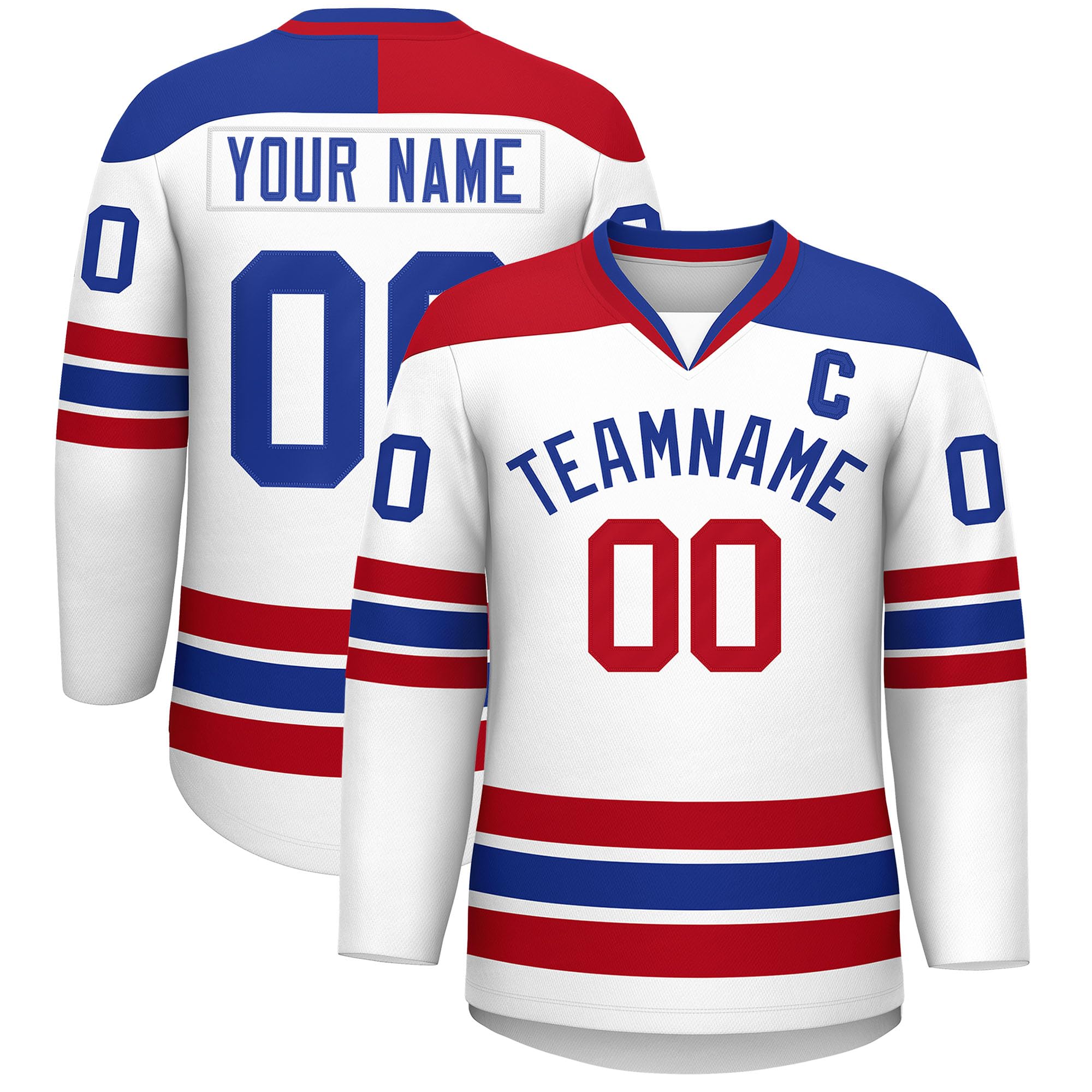Custom Ice Hockey Training Jerseys Add Team Name Number Logo Stitched Printed for Men Women and Youth White/Royal/Red
