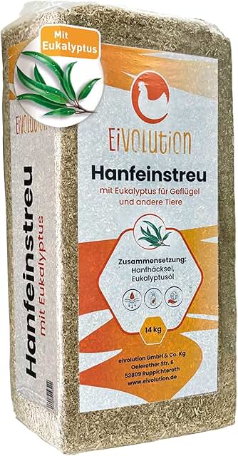 eivolution Hemp Litter with Eucalyptus, 14 kg, Dust-free Bedding for Chickens and Horses, Extremely Absorbent, Sustainable for Healthy Hutches product image